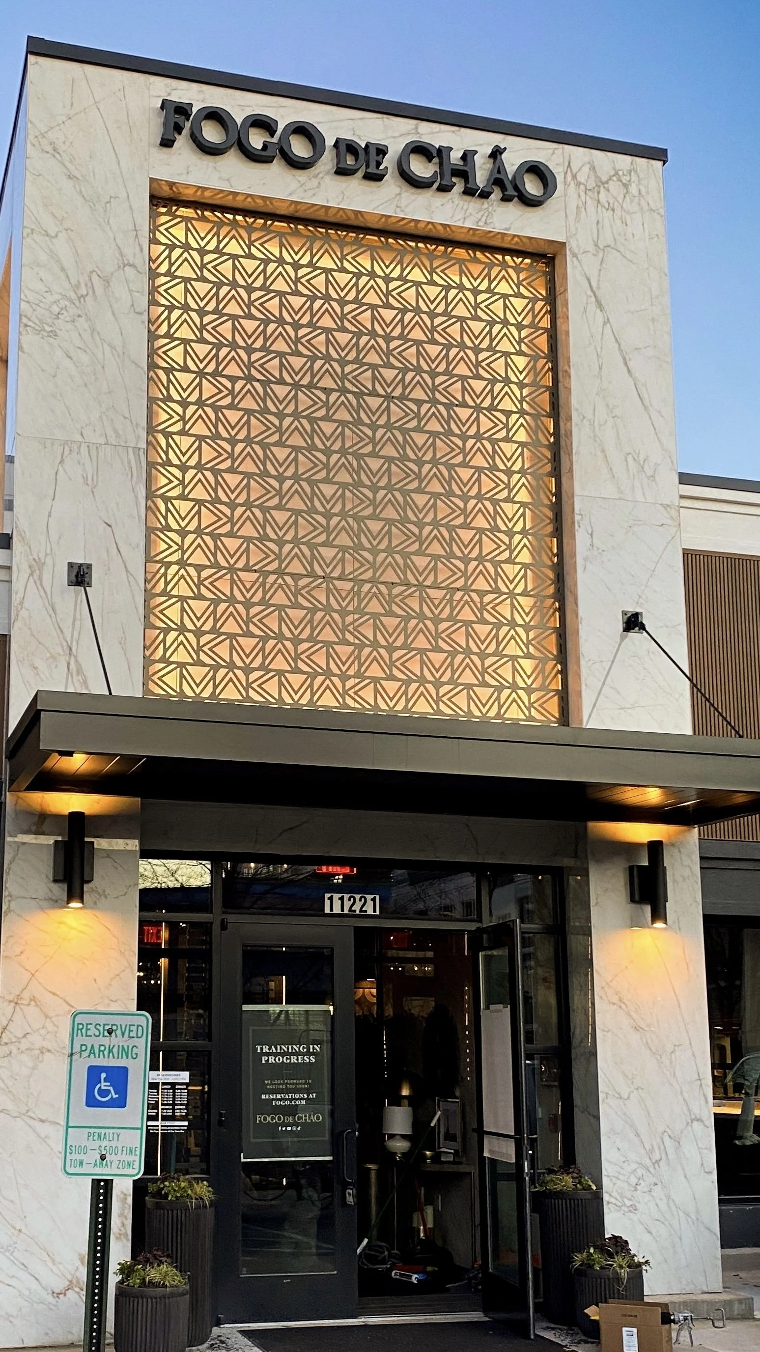 Commercial fit out FOgo DeChao Facade Custom artwork laser cut screens