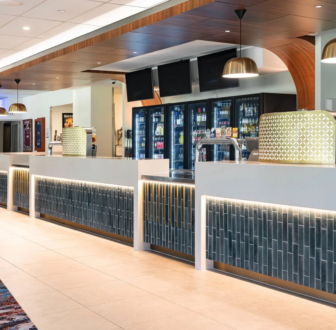 Restaurant bar screens for commercial fit out. material is brass with clear coated finish. Urban metal eden circles design