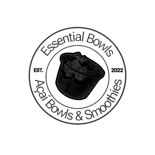 Logo for Essential Bowls, a company specializing in acai bowls and smoothies.