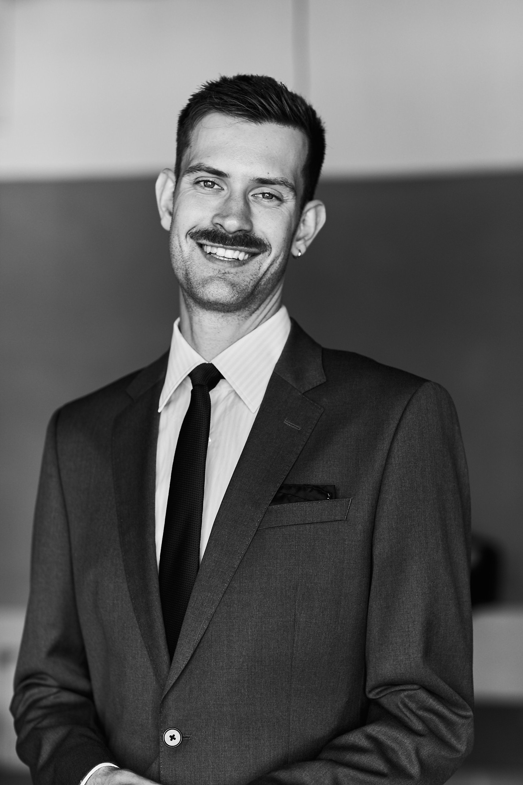 Black and white photo of editor and writer David Stol.