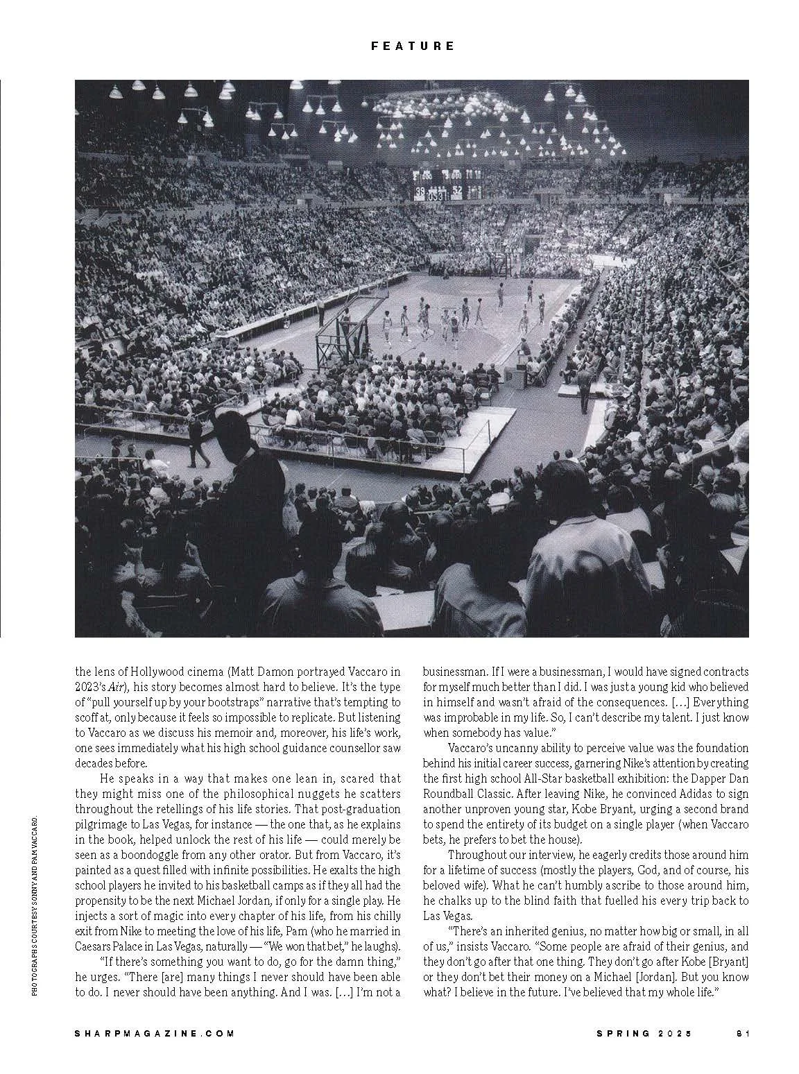 Page from an interview with former Nike executive Sonny Vaccaro.