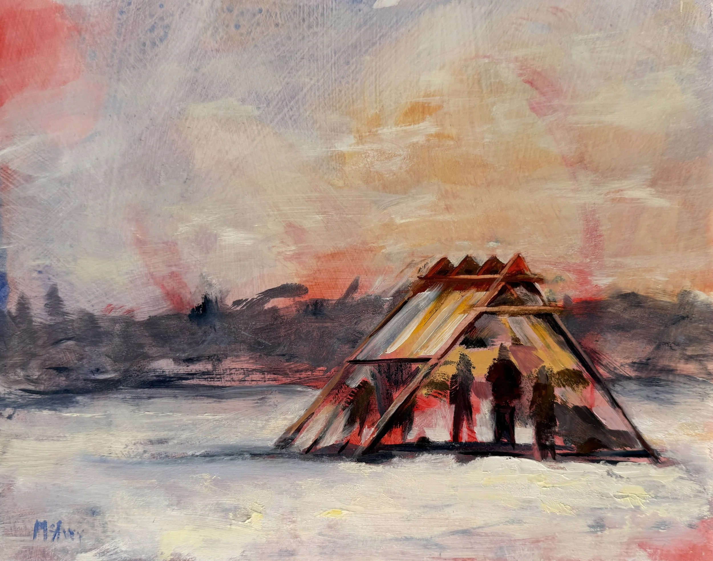 Dan McAvey "Art Shanty, Lake Harriet, Plein Air"