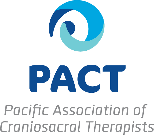 Logo of the Pacific Association of Craniosacral Therapists with a blue circular emblem and dark blue text.