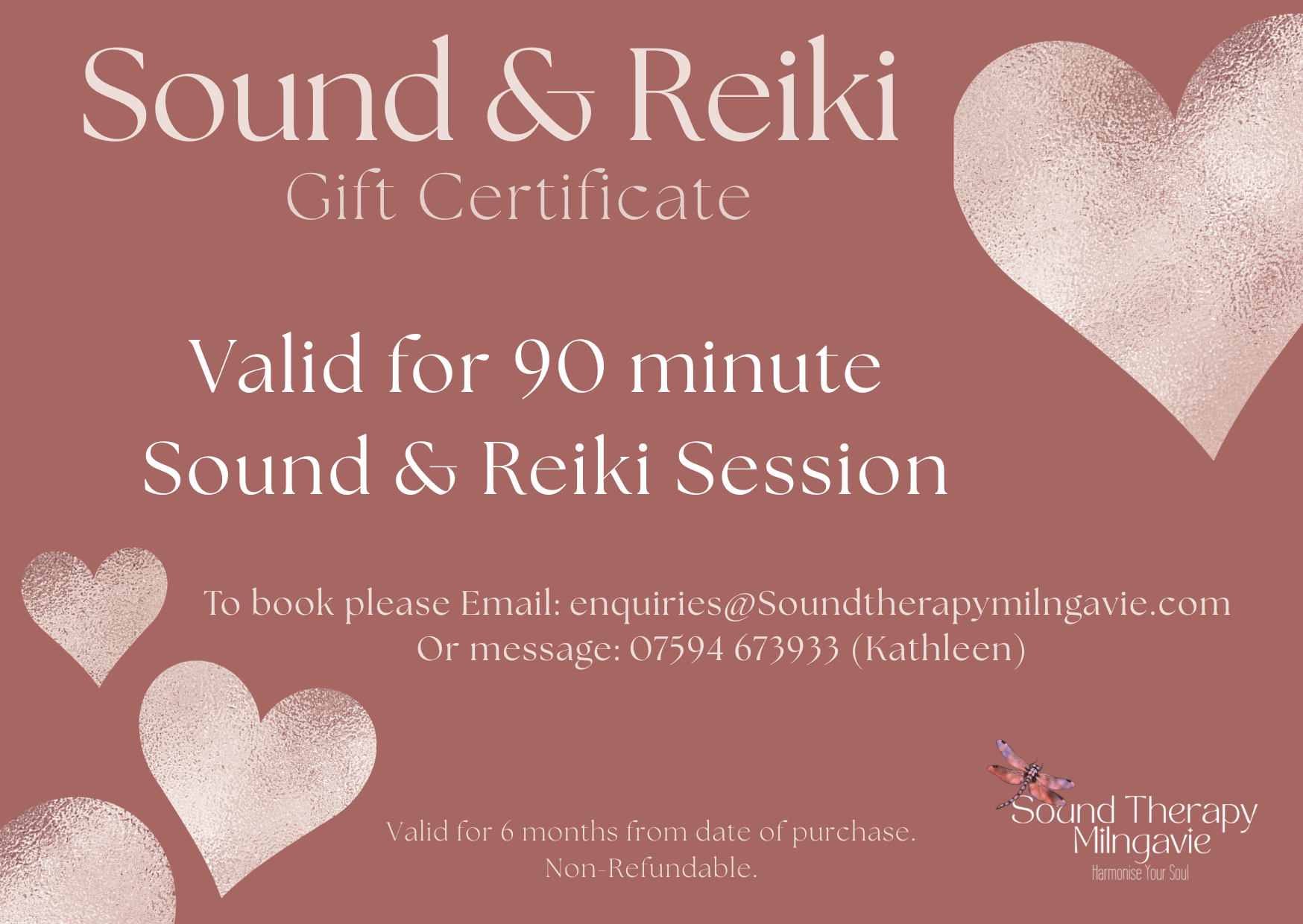 90 min. Reiki & Sound Therapy Gift Certificate