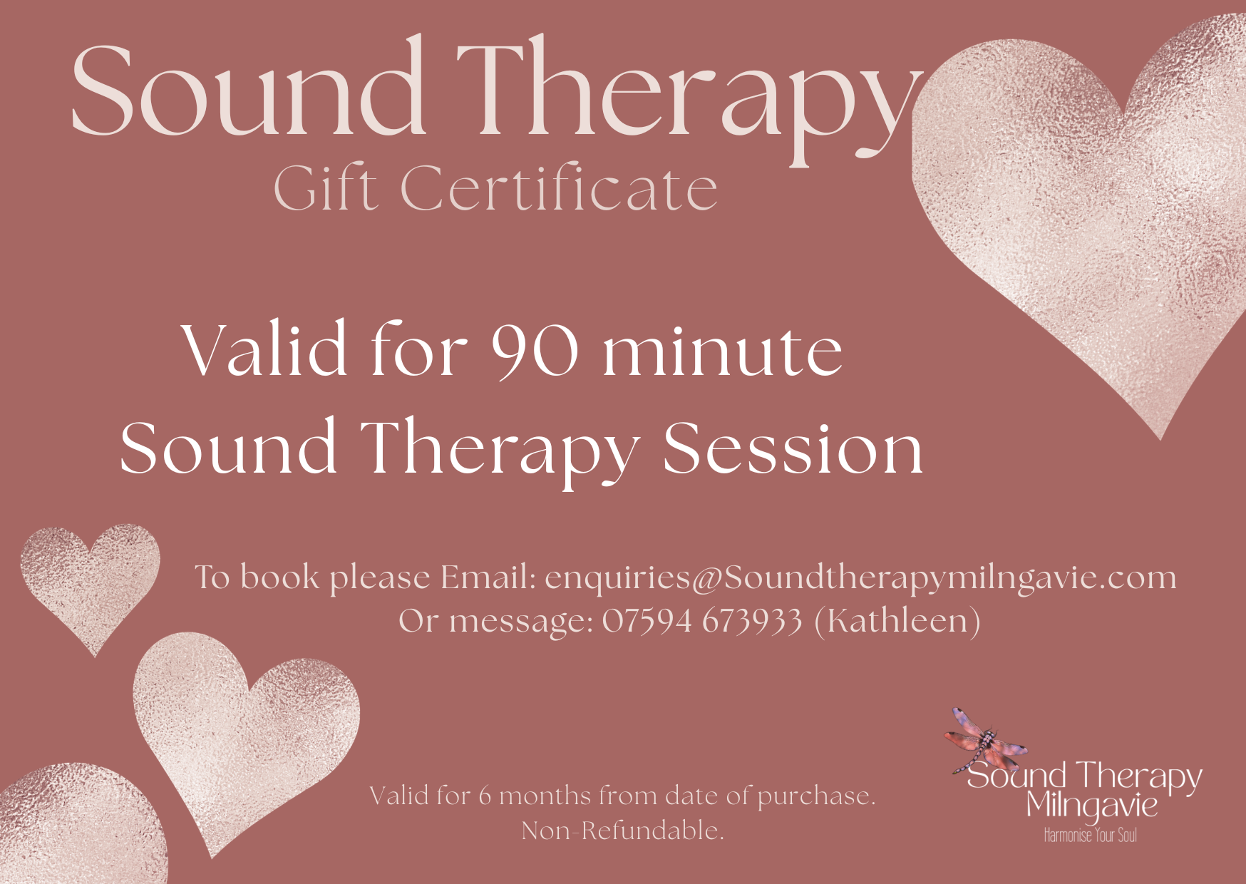 90 min. Sound Therapy Gift Certificate