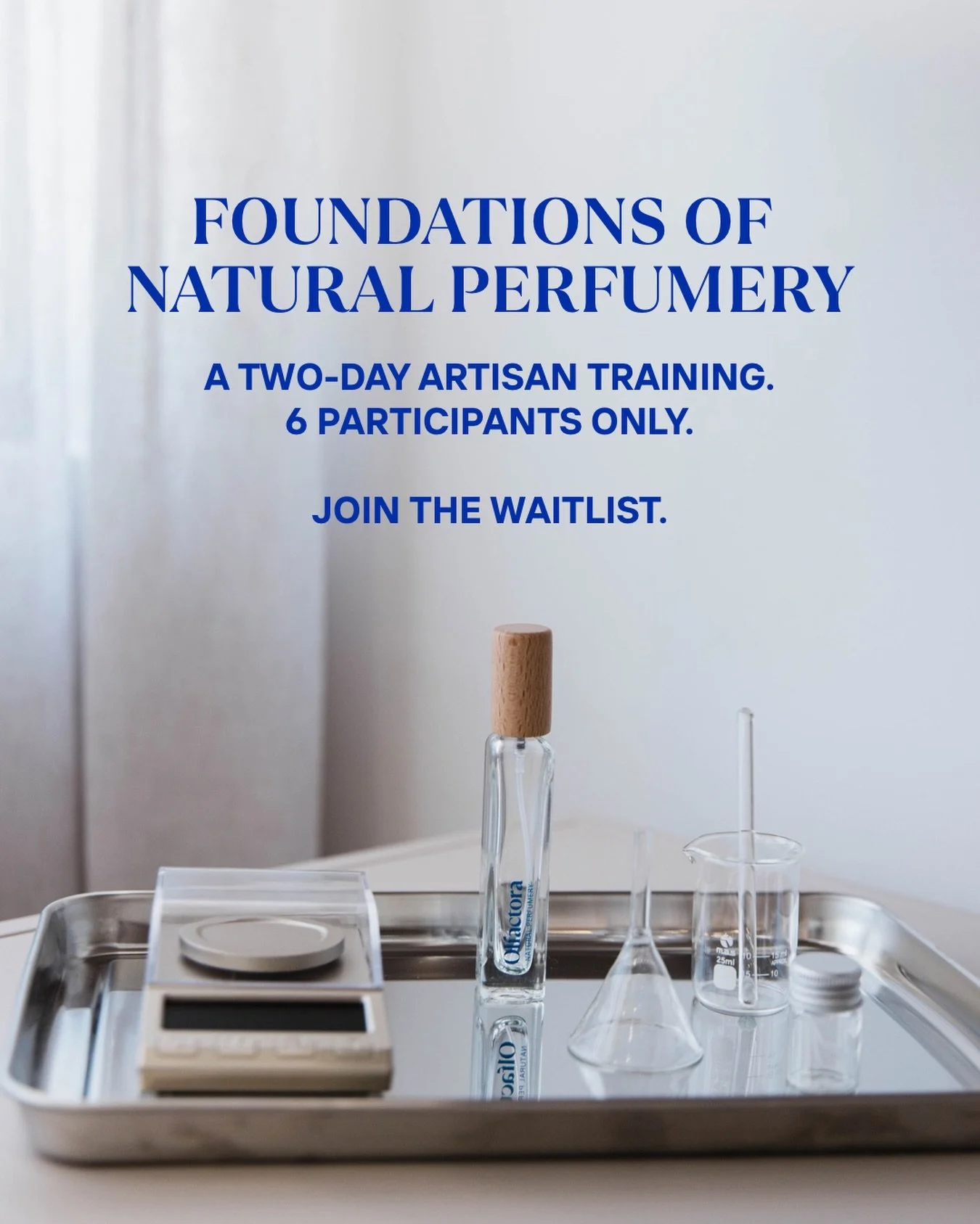 Launching soon: Foundations of Natural Perfumery

A Two-Day Artisan Training.
Limited to 6 Participants.

I&rsquo;m opening a waitlist for a new professional training held in person at our Perth studio. Over two days, we will work closely with natura