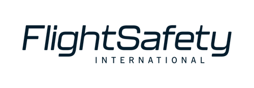 Logo of Flight Safety International with blue text on a white background.