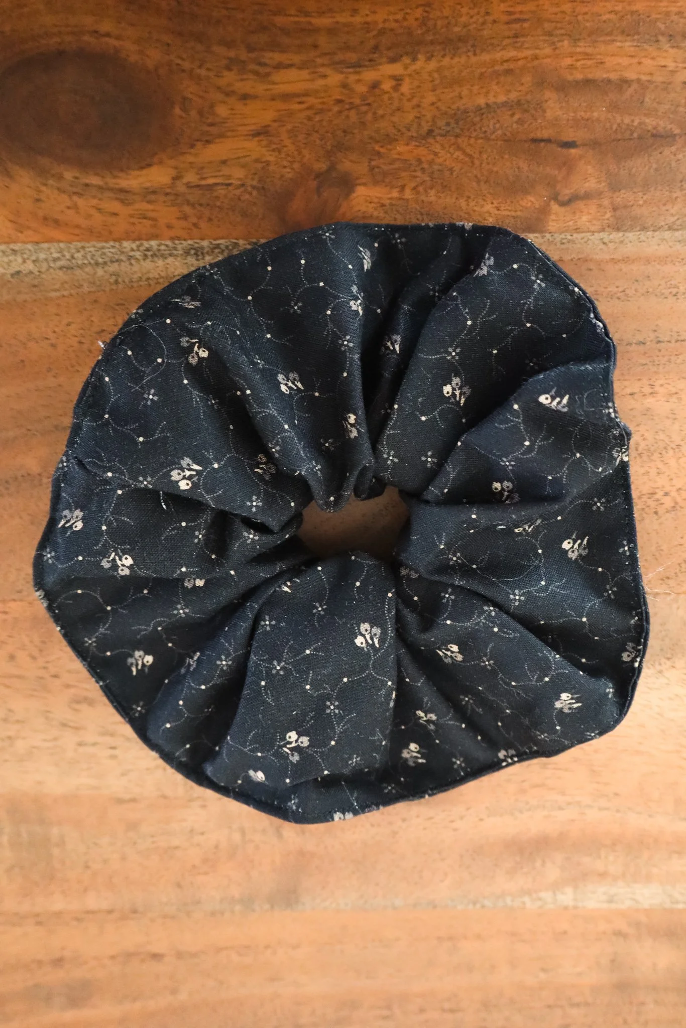 Black Floral Scrunchie