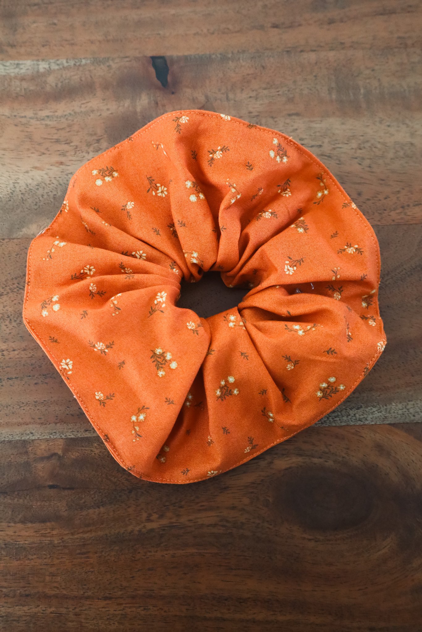 Fall Orange Floral Scrunchie