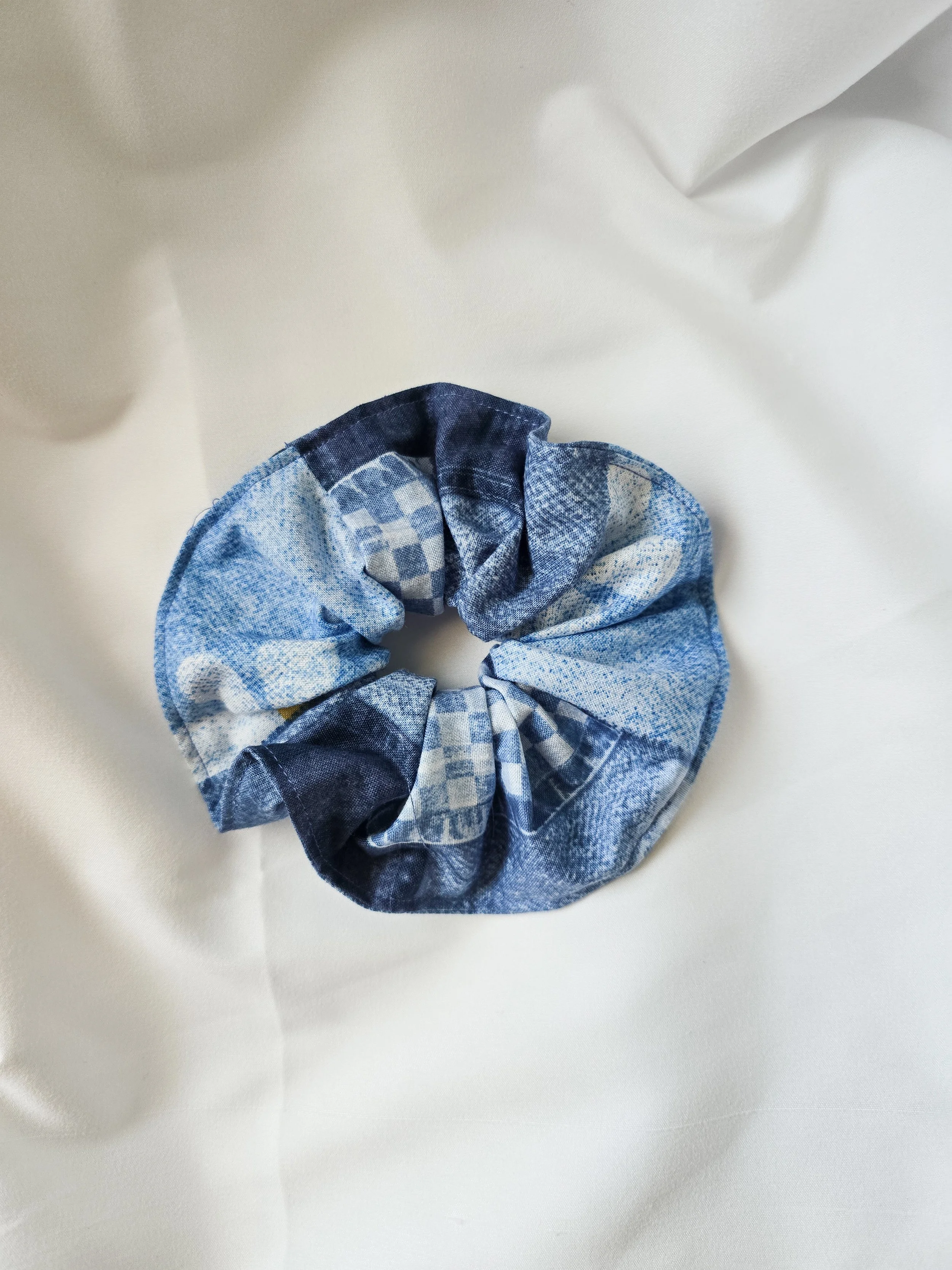 Denim-Inspired Patchwork Scrunchie