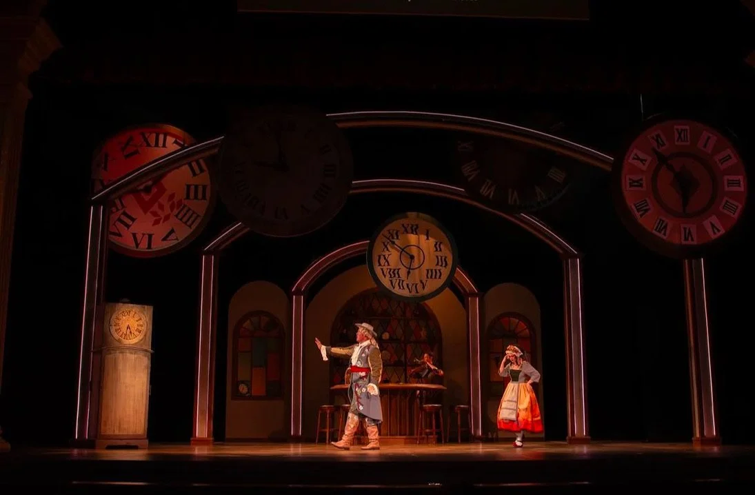 Rita/L'heure Espganole - 2024 - Director: Dr. Nicole Kenley-Miller - SM: McKenna Bowman, ASM: Madeline Lewis - Scenic Design: Cara Oats - LD: Noah Jittawait - Costume Designer: Paige Kasulis and Emily Post