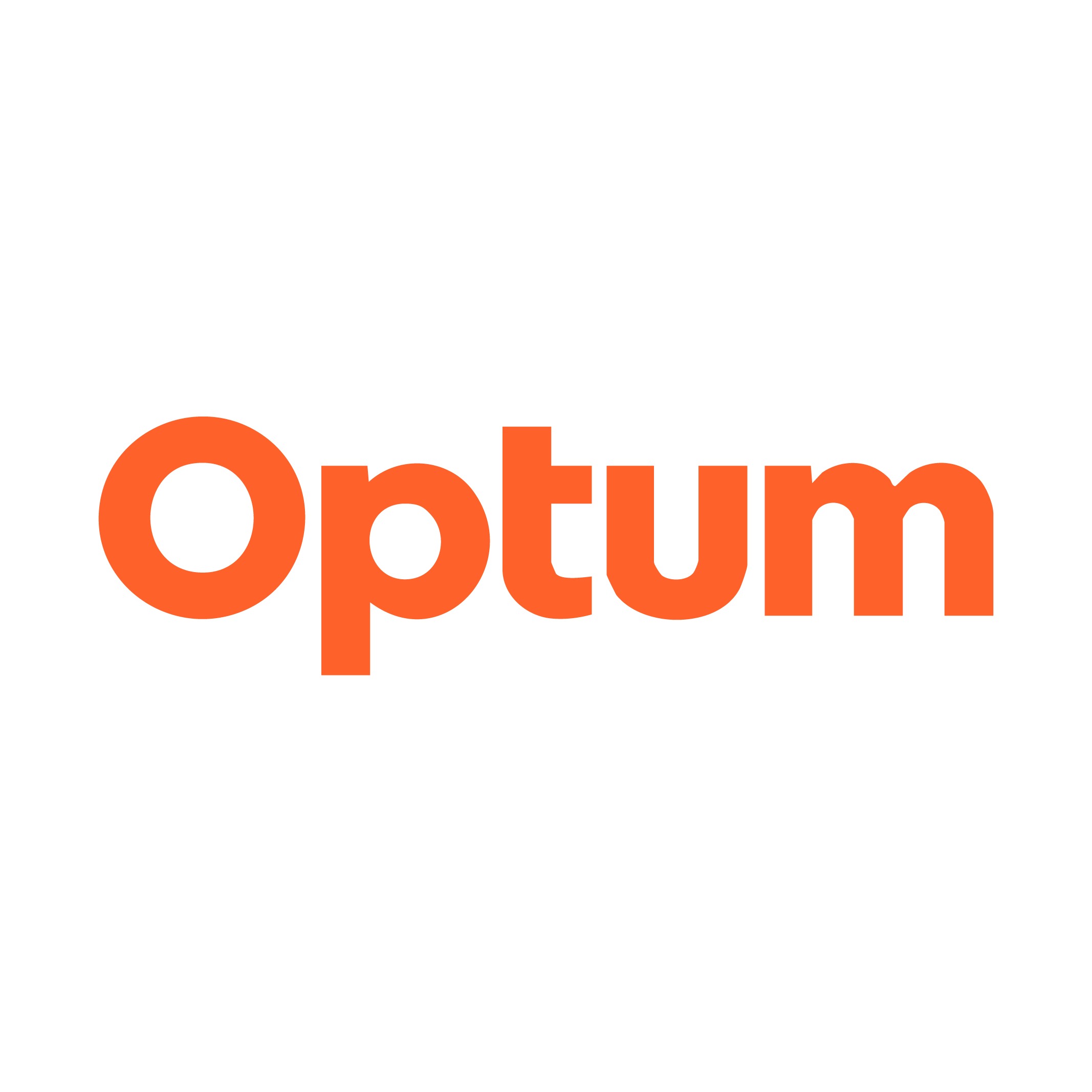 The word "Optum" in bold orange letters on a black background.