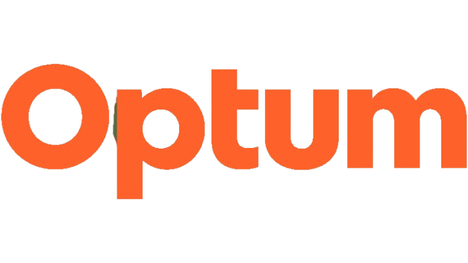 The word 'Optum' written in bold orange letters on a black background.