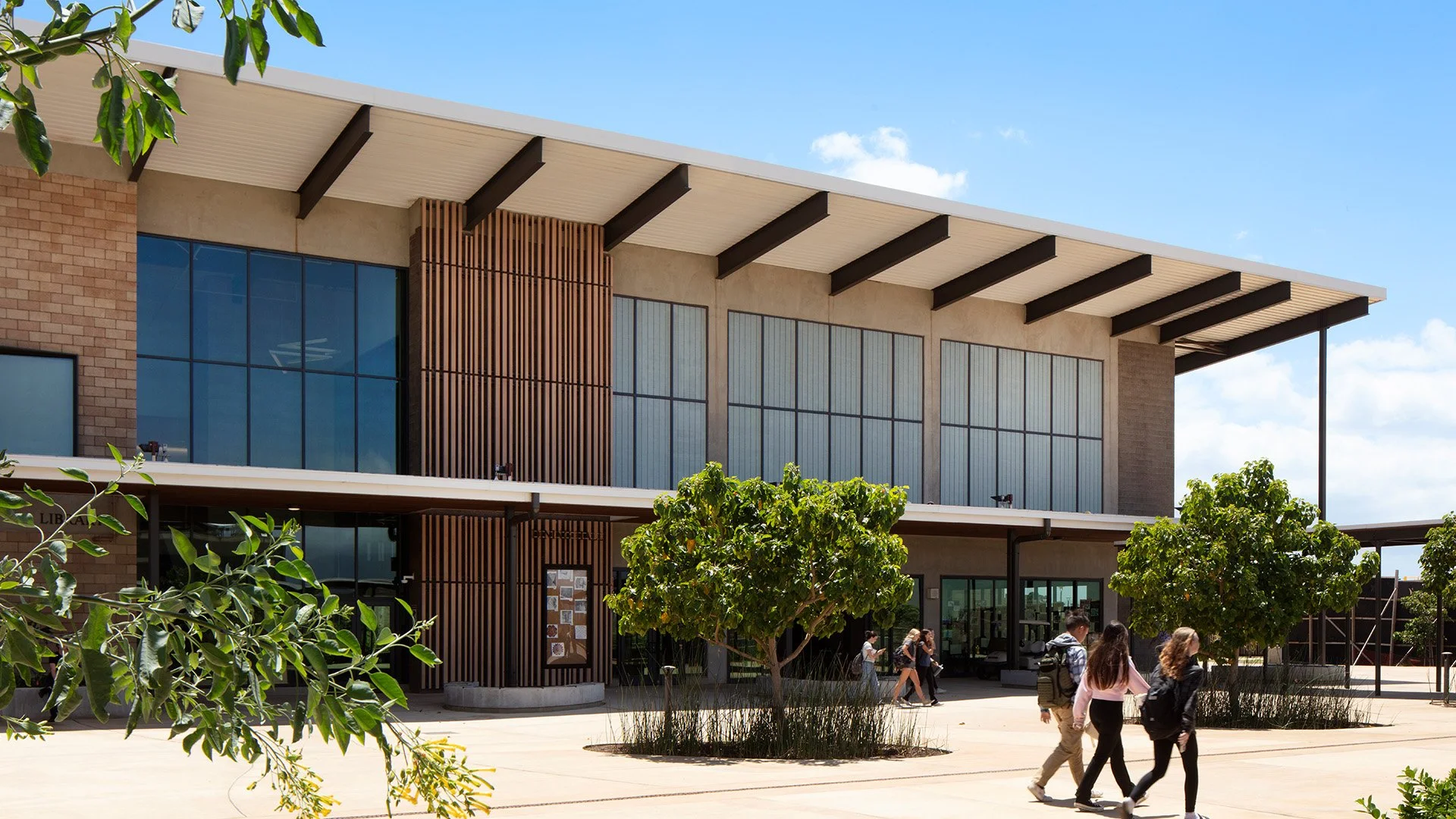 Cafeteria and library building at Kulanihakoi High School, Kihei, Maui