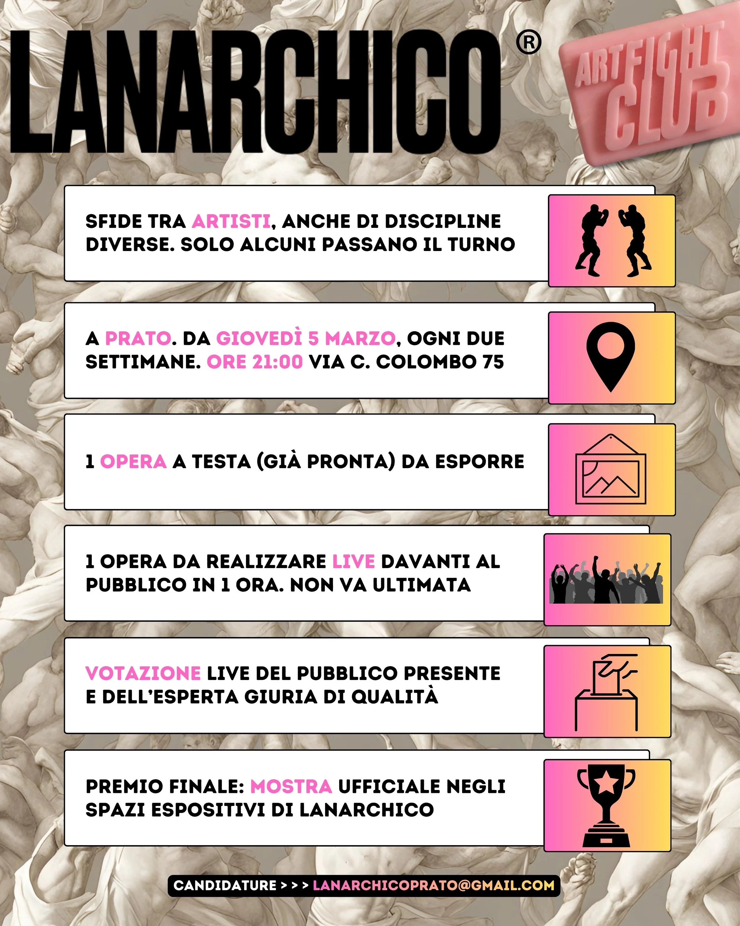 contest tra artisti a lanarchico prato in toscana, sfida live davanti al pubblico che vota 