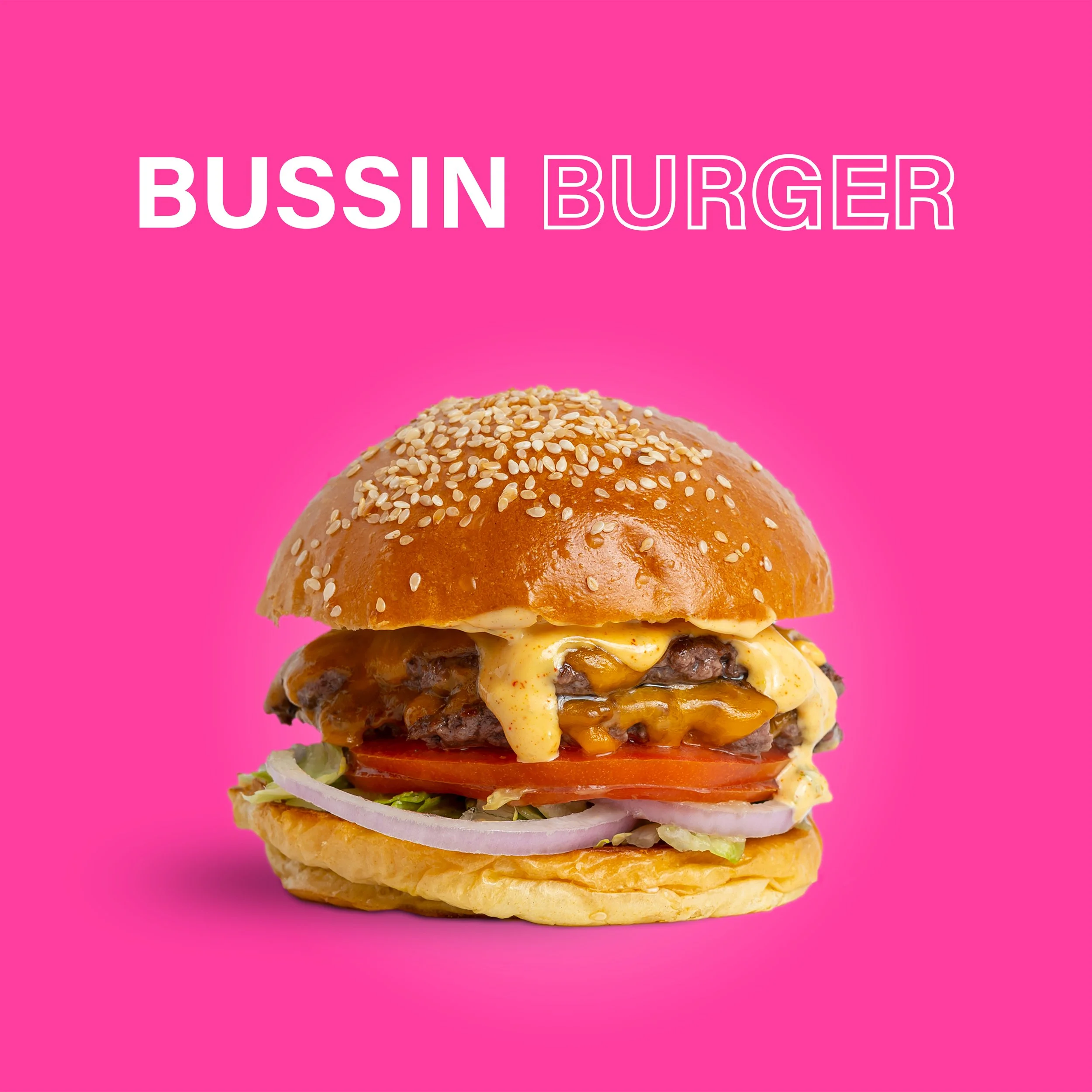 A shot of burger from a photoshoot for Bussin Burger Calgary