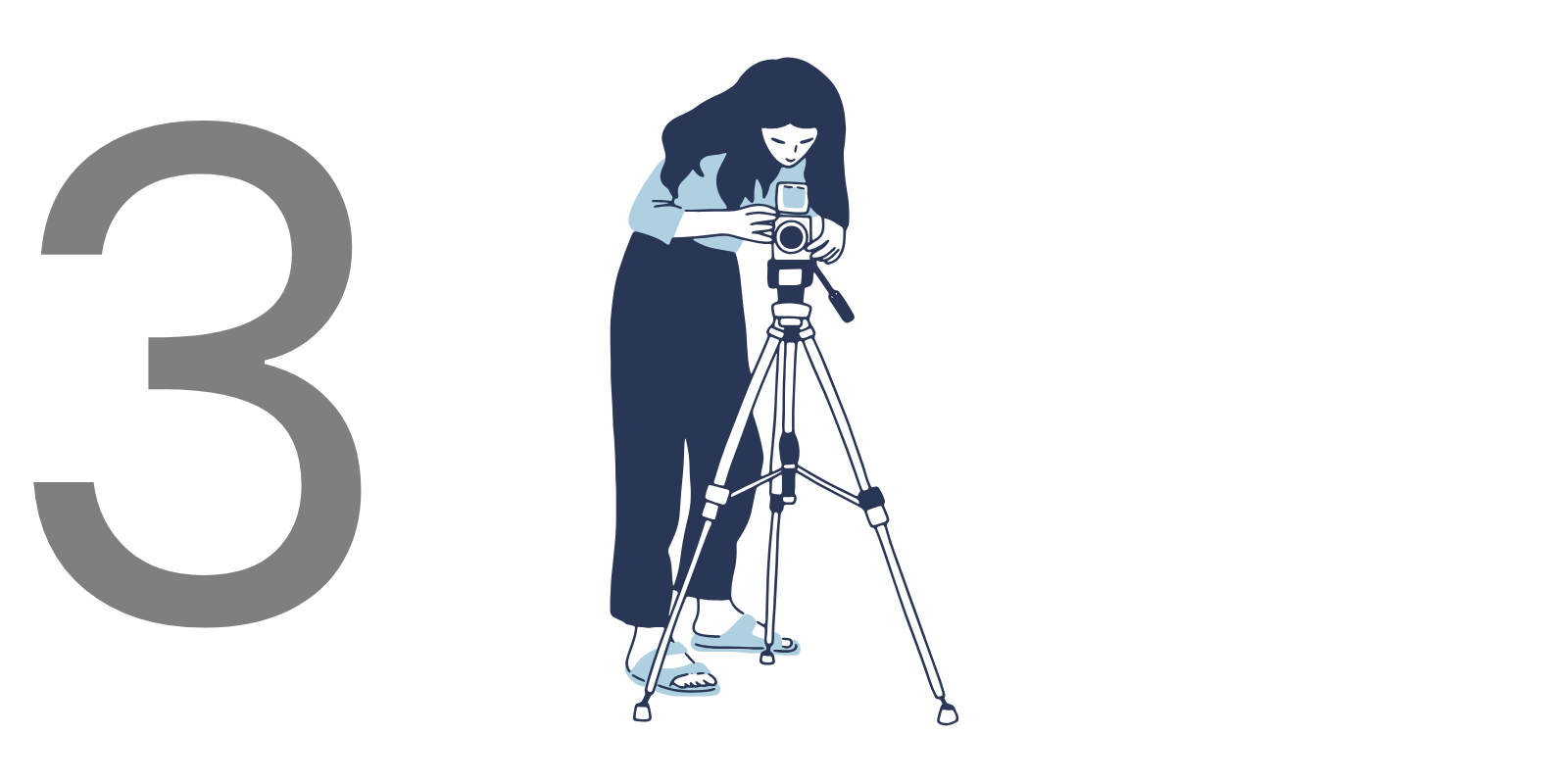 A person in rollerblades, capturing a photo with a camera on a tripod, against a black background.