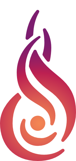 WilderLight Creative Co Logo. A stylized ball of flame with a gradient of orange to purple
