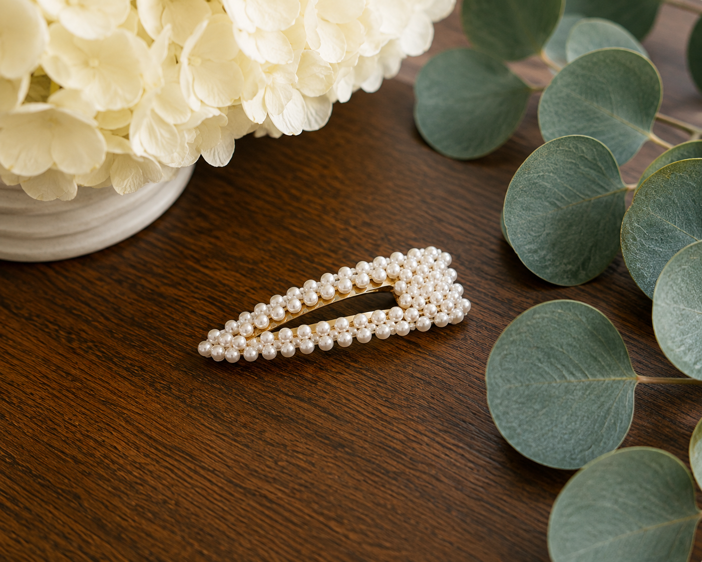Pearl Snap Hair Clip | Bridal & Bridesmaid Hair Accessory