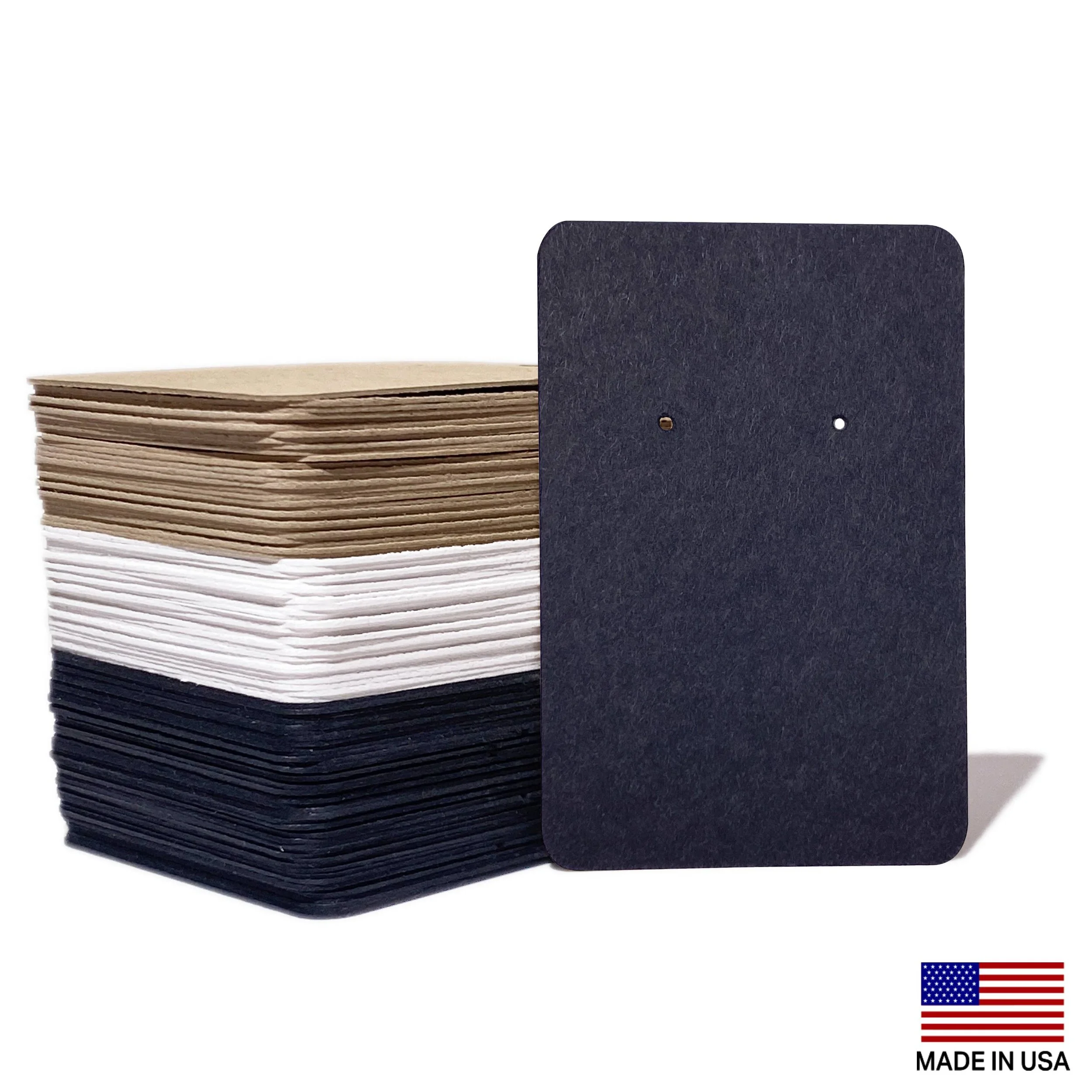 NO-KNF-002_2x3 inch earring display cards, Single Hole for Studs, black, 125lb 338gsm, wholesale without hook peg hole, packaging, earring cards, made in USA.jpg