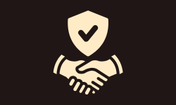 Icon of two hands shaking with a shield above them containing a checkmark