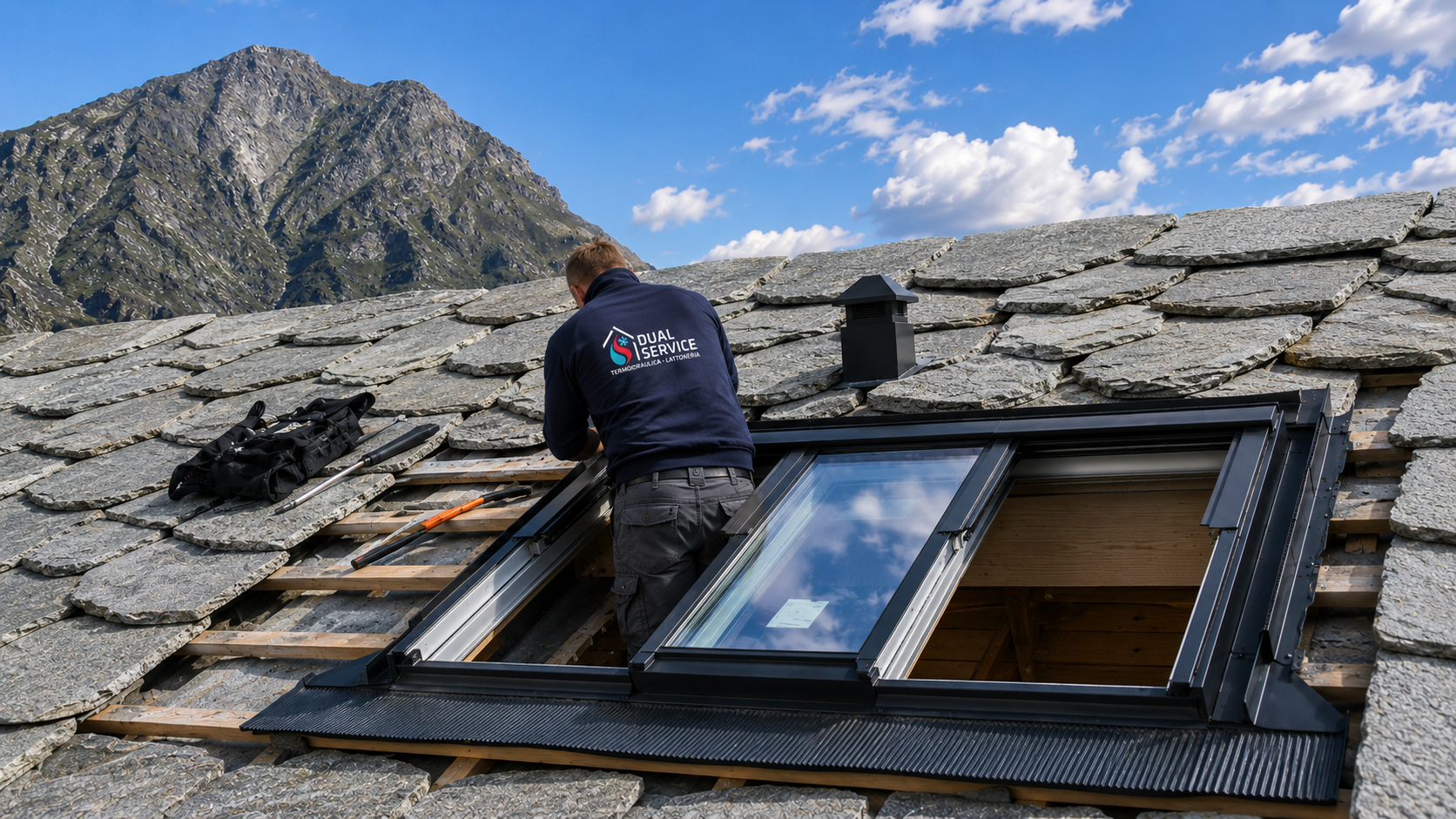 Installazione finestra Velux su tetto in lamiera con impermeabilizzazione