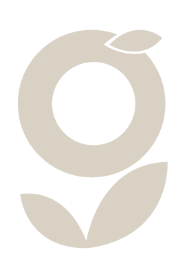 Garden Living Spaces G logo with a leaf on top and a leaf at the bottom.