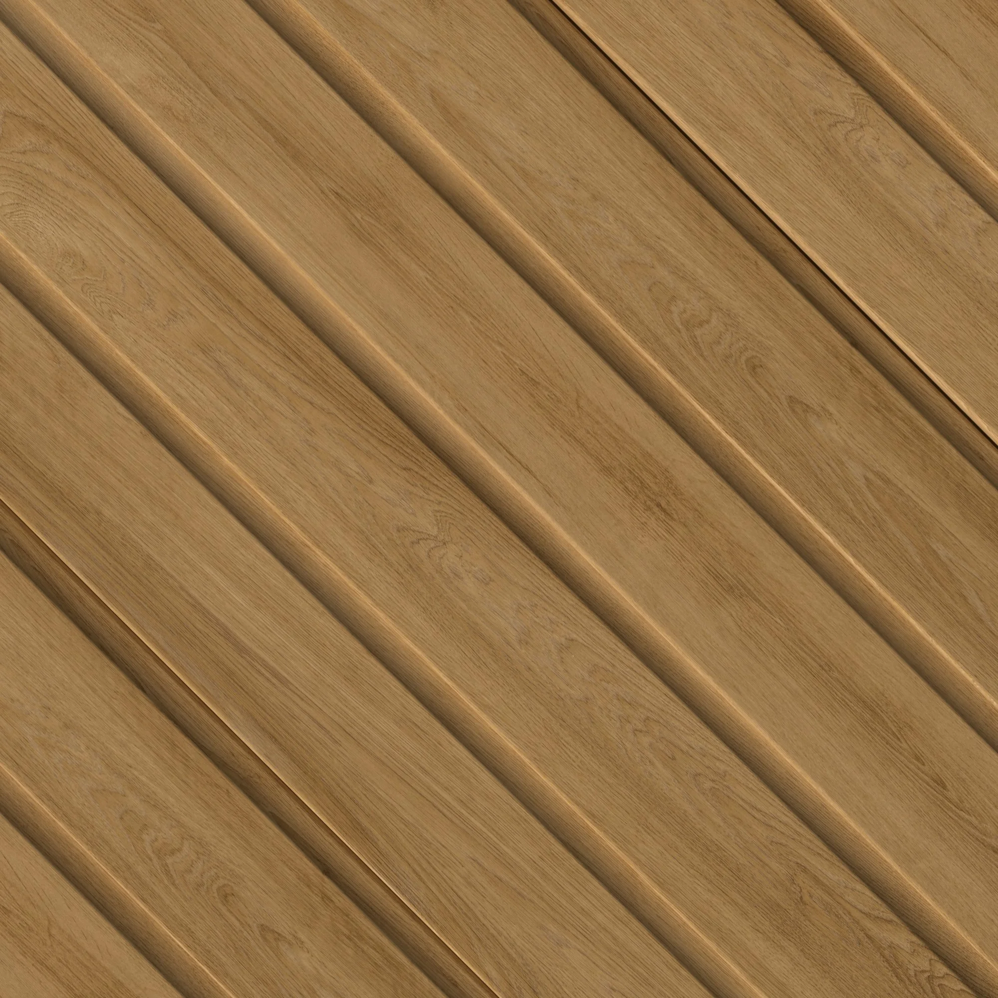 Close-up of a wooden, slatted roof or ceiling with diagonal panels.