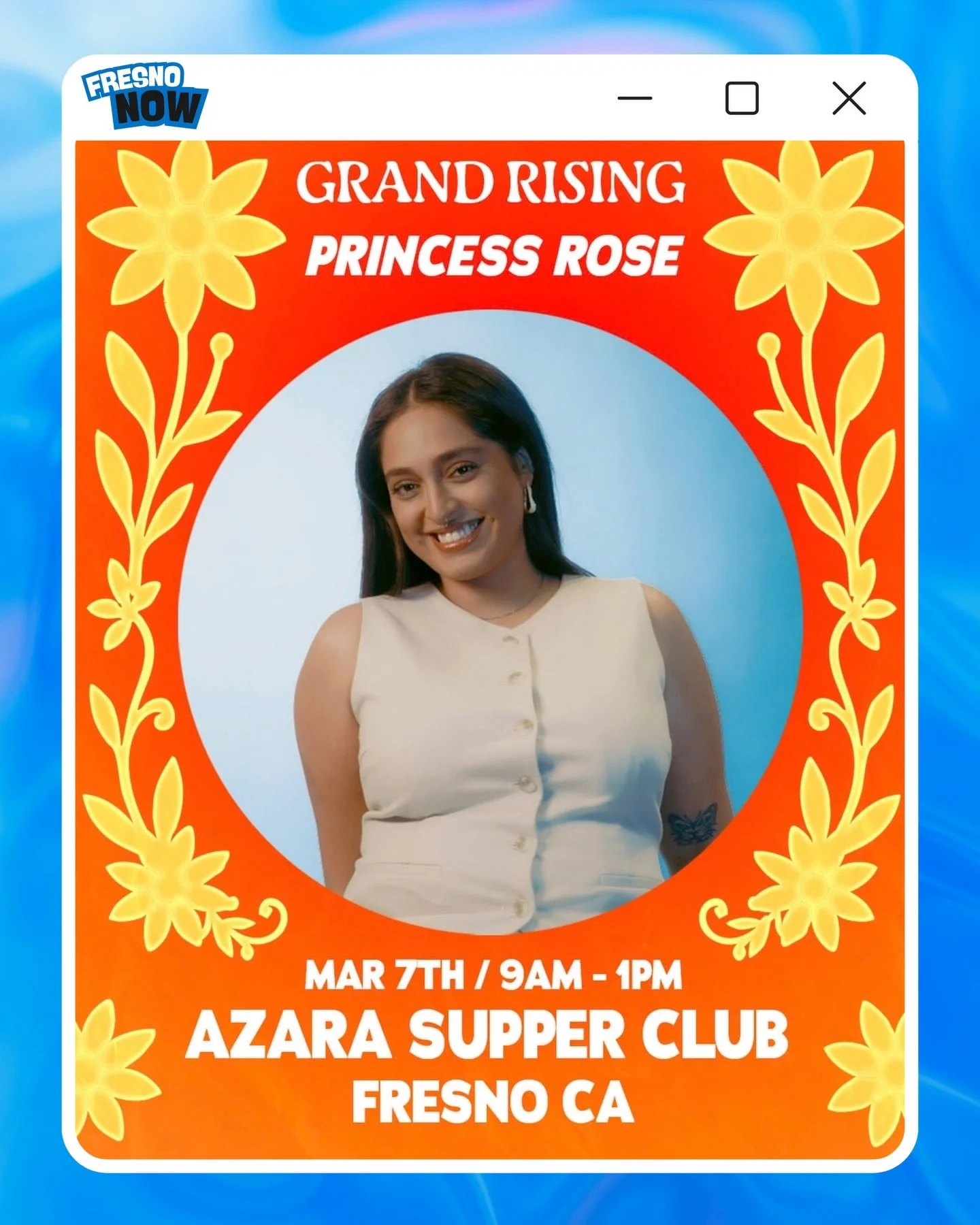 Yoo Fresno‼️ Catch Princess Rose performing live on the lineup for Grand Rising at Azara Supper Club on Saturday, March 7th‼️ ☀️🧘🏽&zwj;♂️

The Details
📍 Location: Azara Supper Club | 9455 N. Fort Washington Road
🗓️ Date: Saturday, March 7th
⏰ Tim