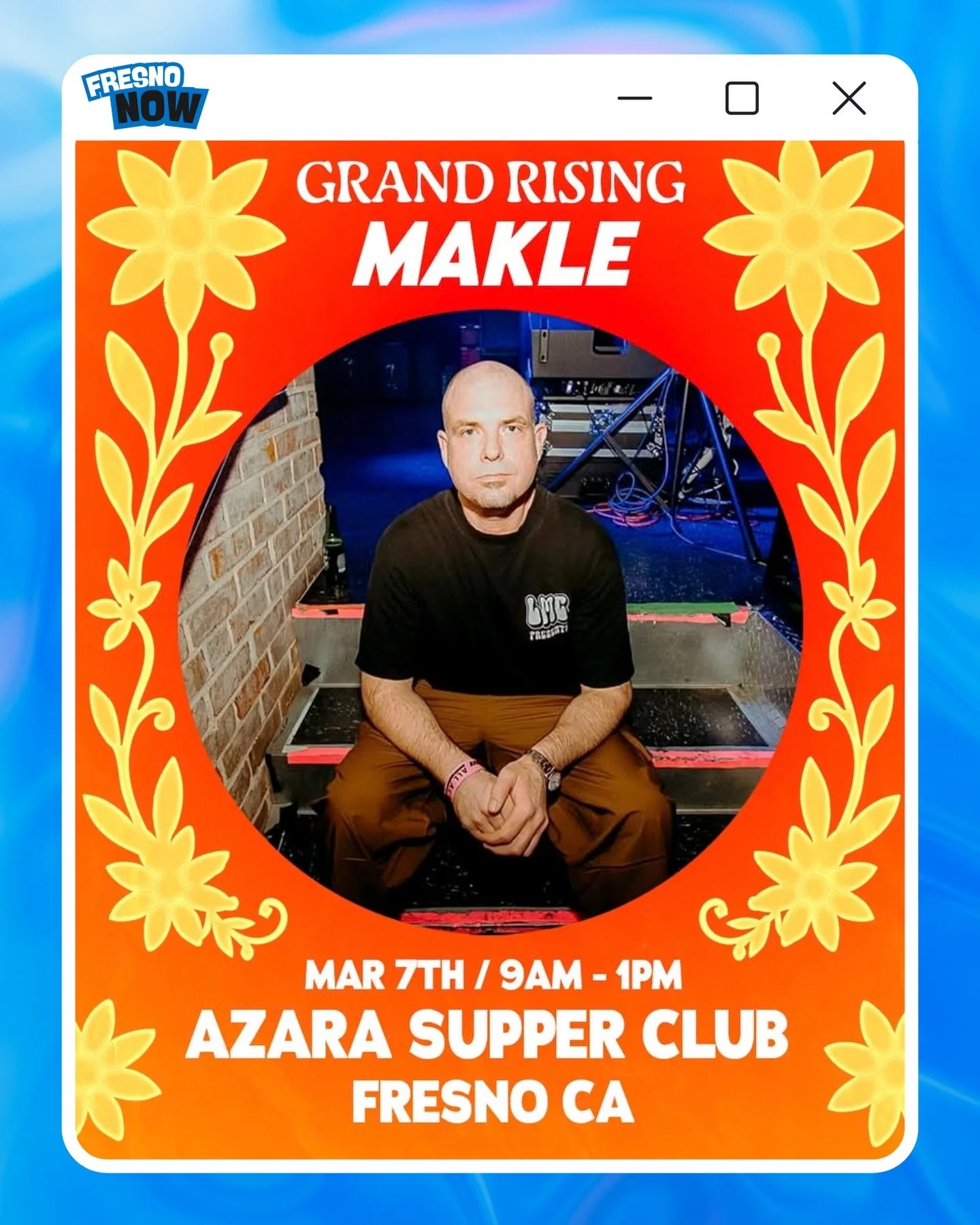 Yoo Fresno‼️ Catch Makle performing live on the lineup for Grand Rising at Azara Supper Club on Saturday, March 7th‼️ ☀️🧘🏽&zwj;♂️

The Details
📍 Location: Azara Supper Club | 9455 N. Fort Washington Road
🗓️ Date: Saturday, March 7th
⏰ Time: 9 AM 