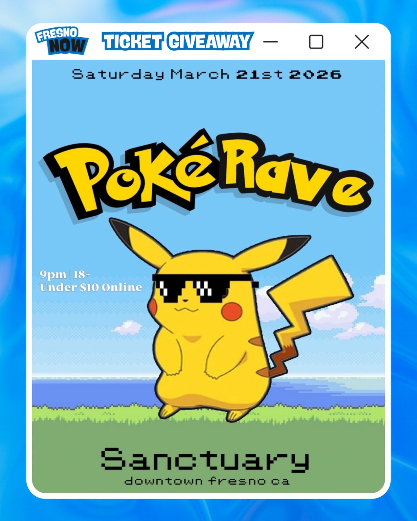 Yoo Fresno‼️We&rsquo;re giving away TWO FREE TICKETS to 5 LUCKY WINNERS to the Pok&eacute;Rave at Sanctuary this Saturday‼️⚡️💿Get ready to catch &lsquo;em all on the dance floor‼️🎮🔥

How To Enter
1️⃣ FOLLOW our page &amp; @SanctuaryFresno 📱
2️⃣ L