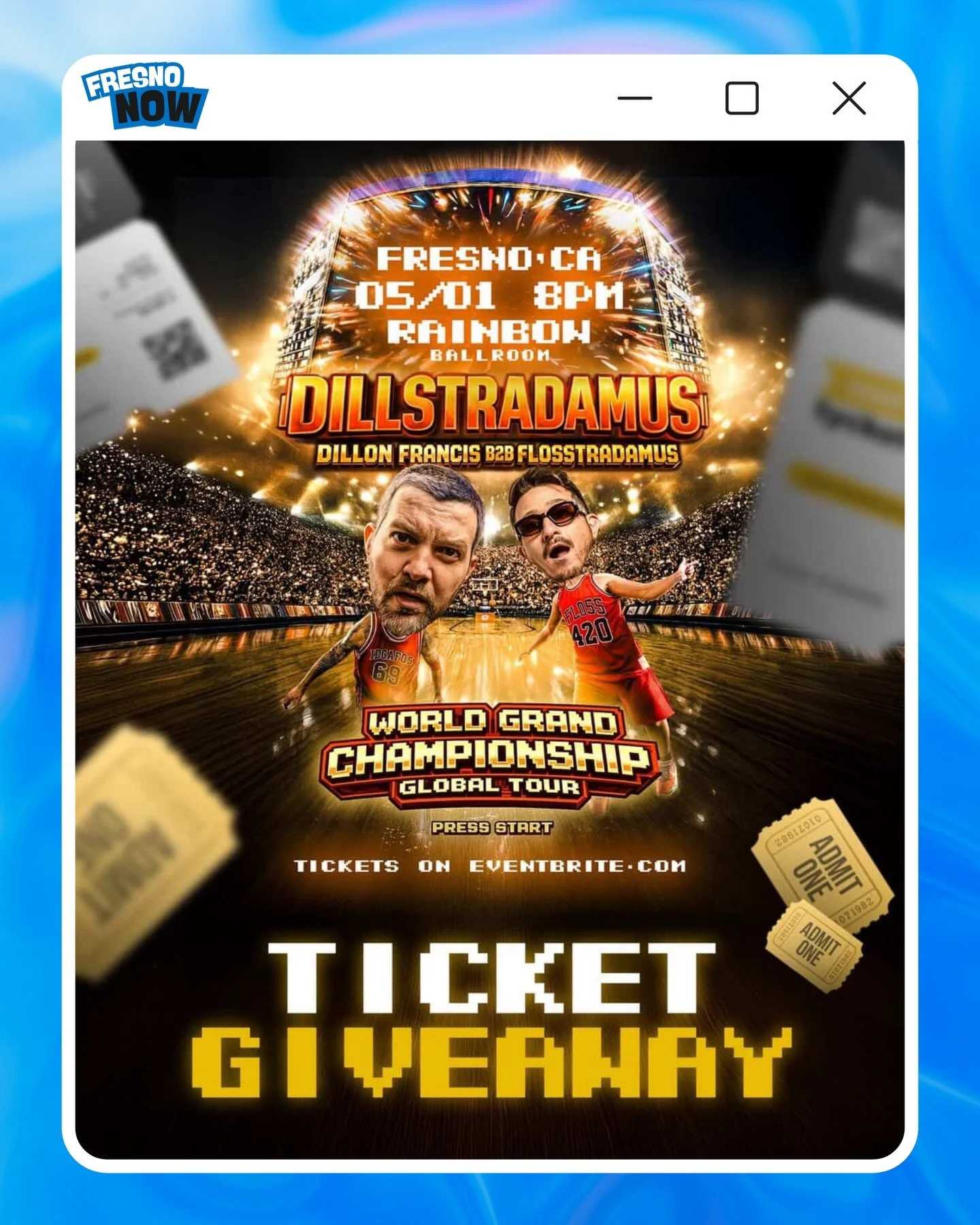 Yoo Fresno‼️We&rsquo;re giving away a pair of tickets to the most anticipated EDM event of the spring&mdash;Dillstradamus (Dillon Francis B2B Flosstradamus) live at the historic Rainbow Ballroom‼️🔥

Get ready for the &ldquo;World Grand Championship 
