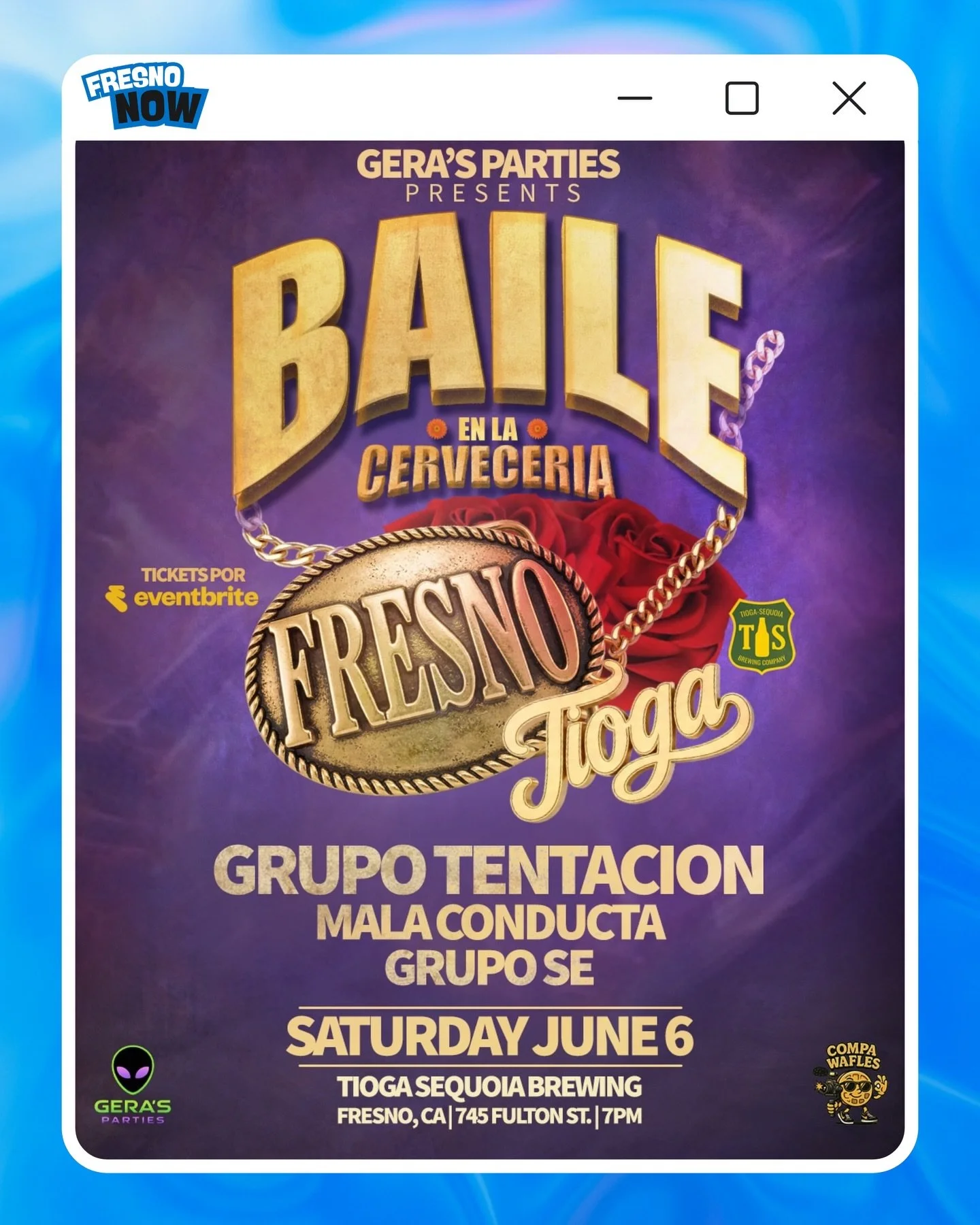 Yoo Fresno‼️Baile En La Cervecer&iacute;a Is Taking Over @TiogaBeerGarden Saturday June 6th‼️🌹💃🍻

Gera&rsquo;s Parties is bringing the heat to Tioga Sequoia Beer Garden for a massive night of live music, dancing, and ice-cold craft beer. Featuring