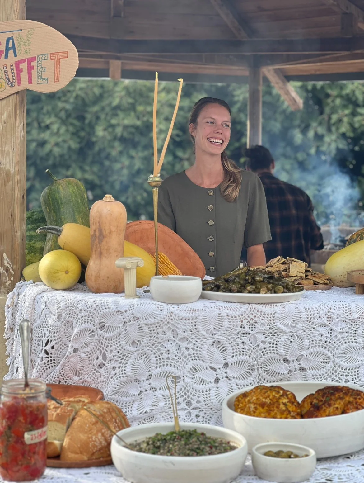 At a vegan buffet for an open day for The Crossroads NGO 