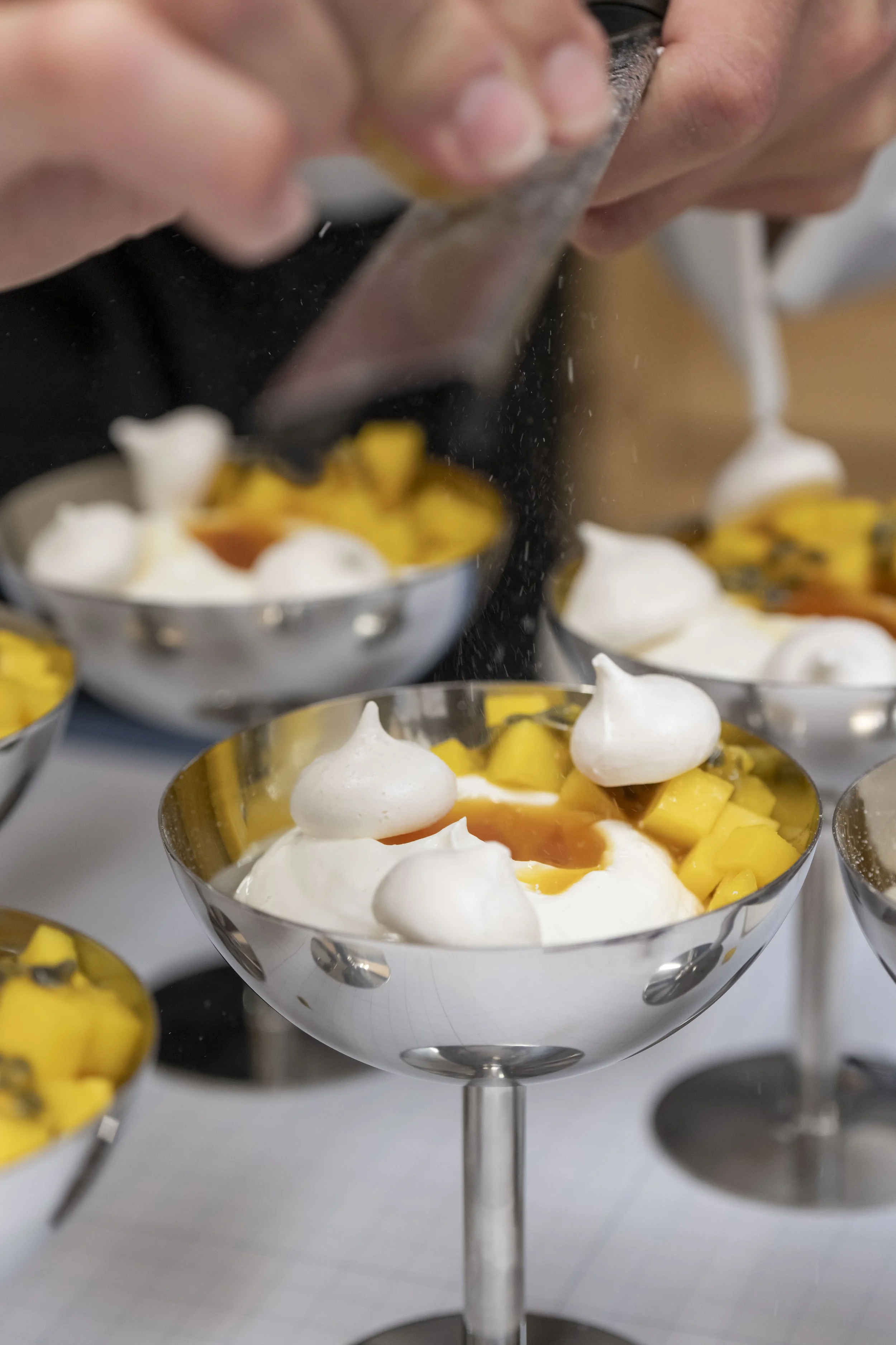 Yogurt mousse, mandarine jus, merengue and lemon notes