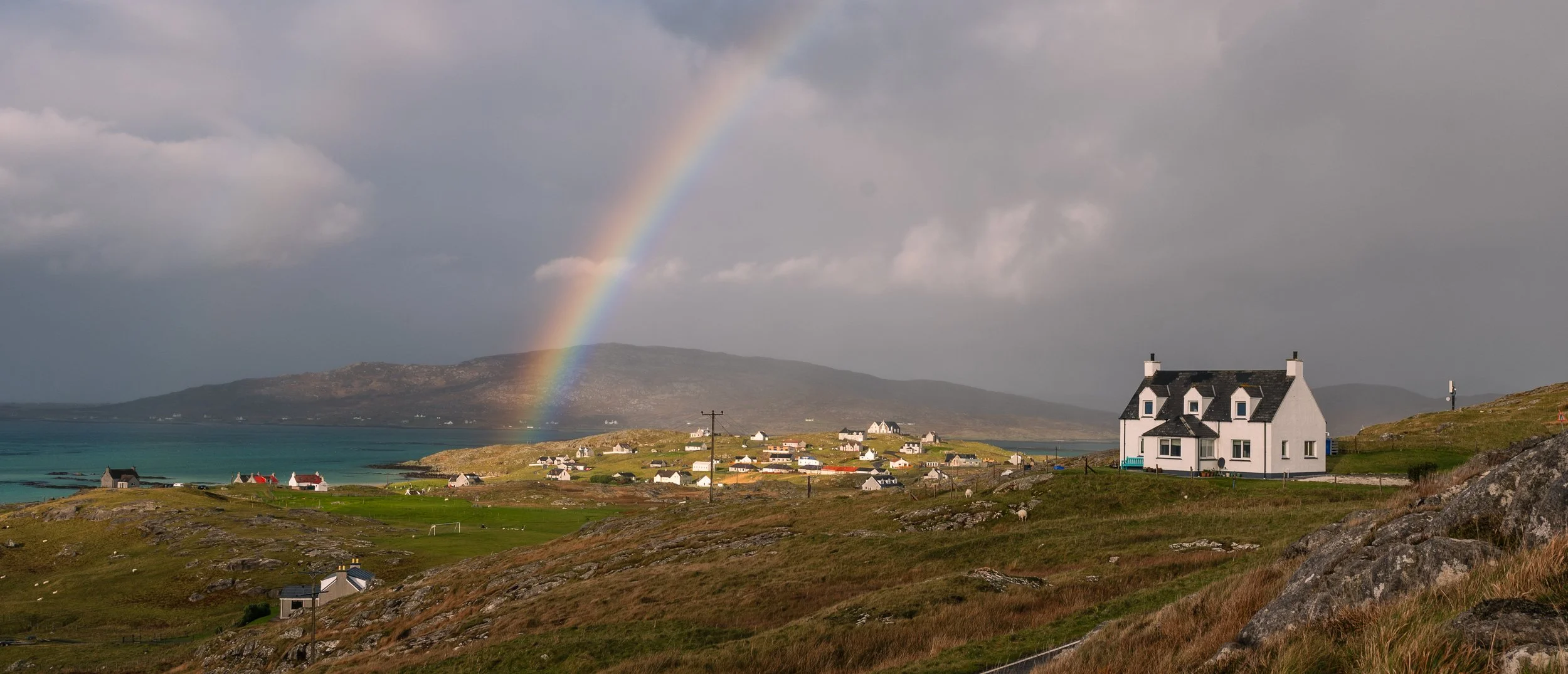 A rainbow over the Isle of Eriskay, Outer Hebrides.