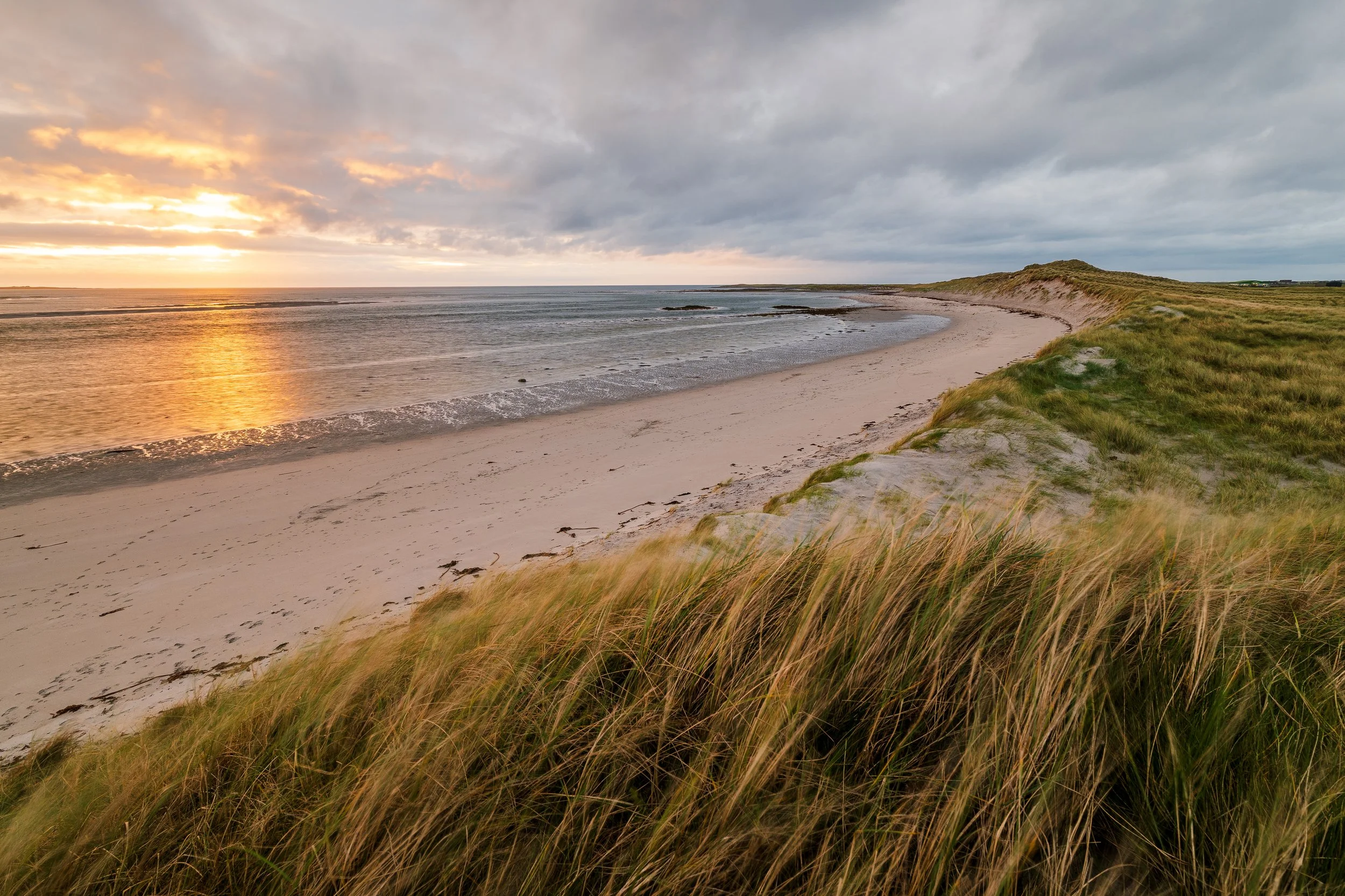 Liniclate Beach, on the Isle of Benbecula, at sunset.