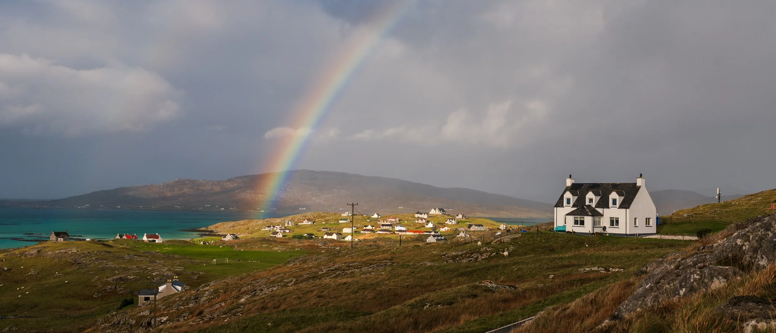 A rainbow over the Isle of Eriskay, Outer Hebrides.