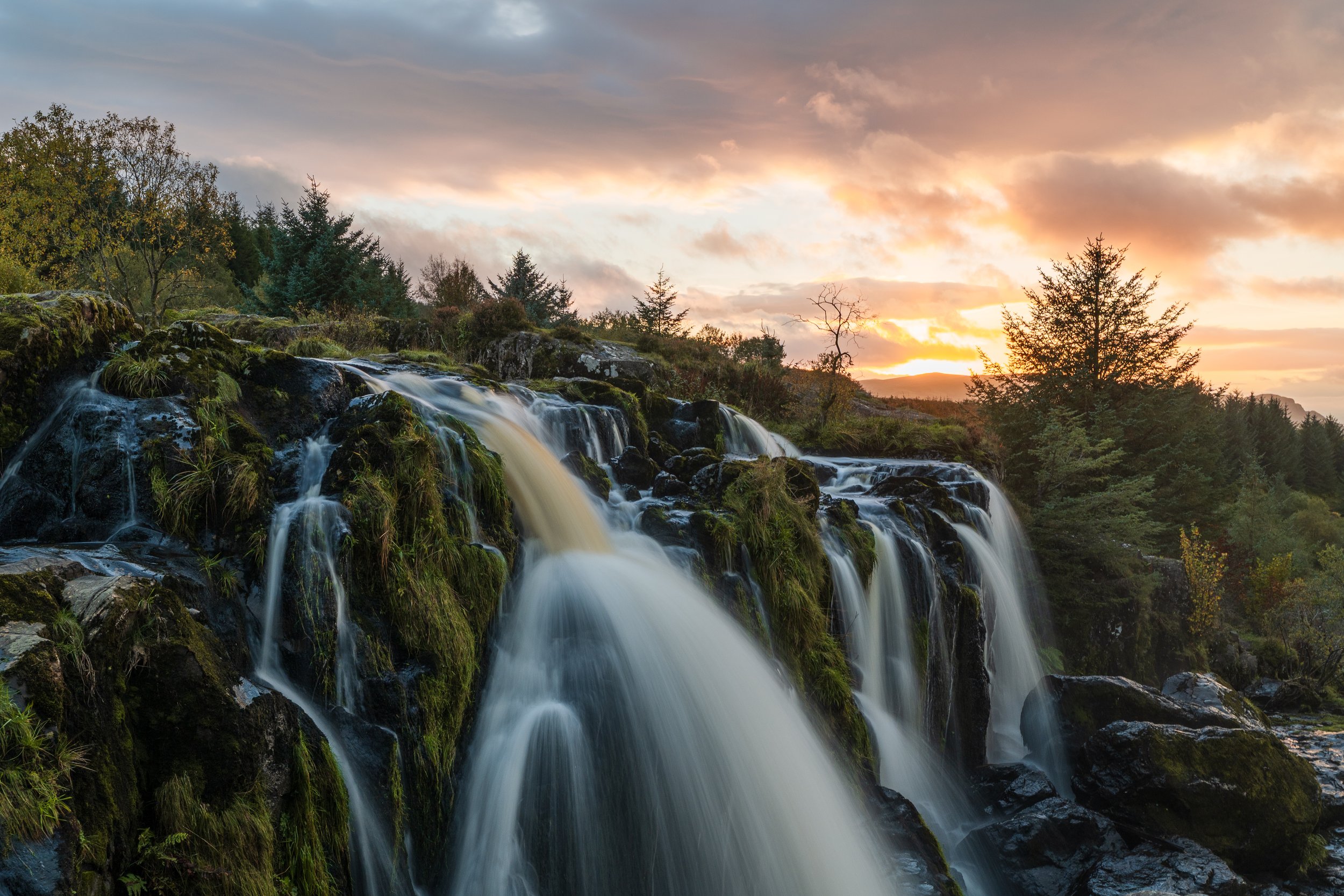 The Loup of Fintry at sunset.