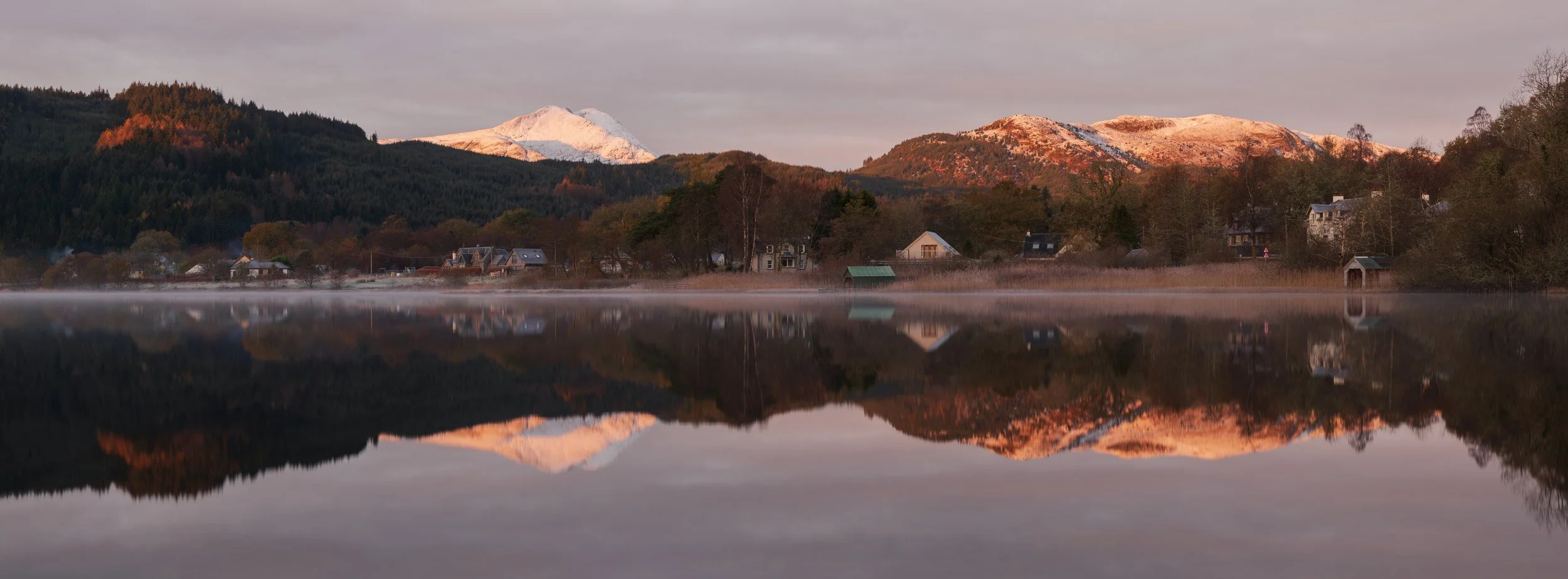 Sunrise over Loch Ard, near Aberfoyle, with Ben Lomond in the background.