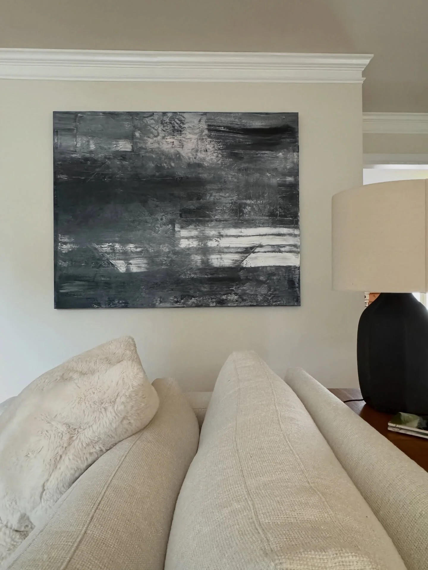 Another favorite spot. Little by little. 

Painted this one in Georgia and Mom brought it up. Great to see it again 🩷 

I&rsquo;ve always loved painting in black and it&rsquo;s my interior theme too. Black, creams, woods. It&rsquo;s a sloooow proces