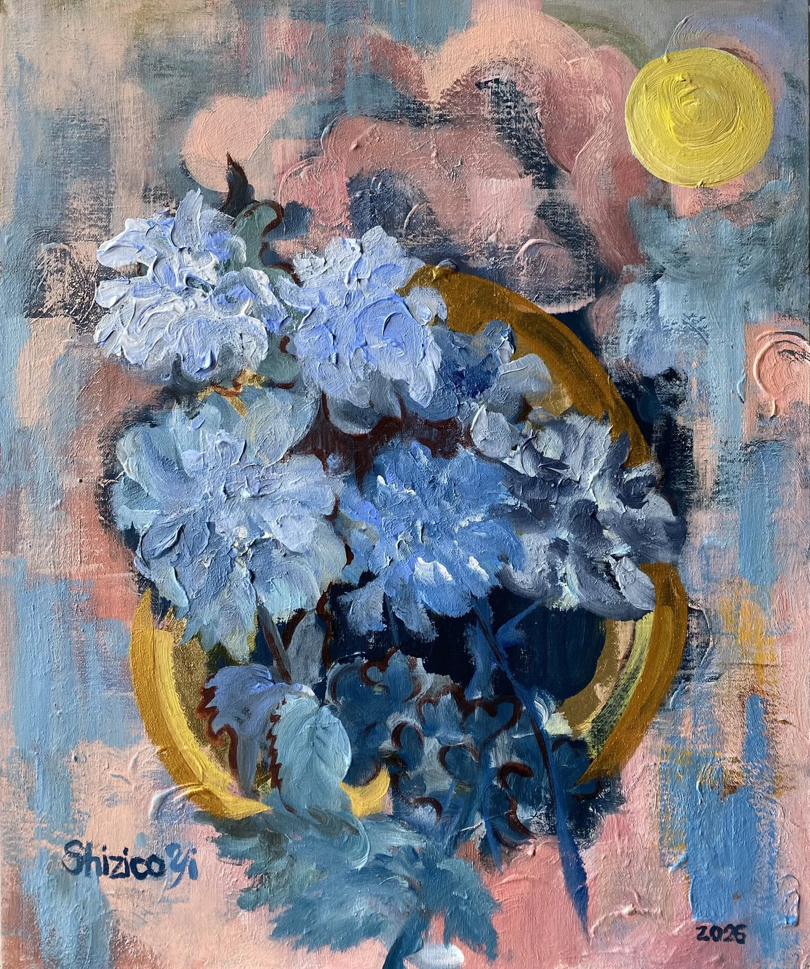 Moonlit Dahlias in Blue-Jardin d'Hiver