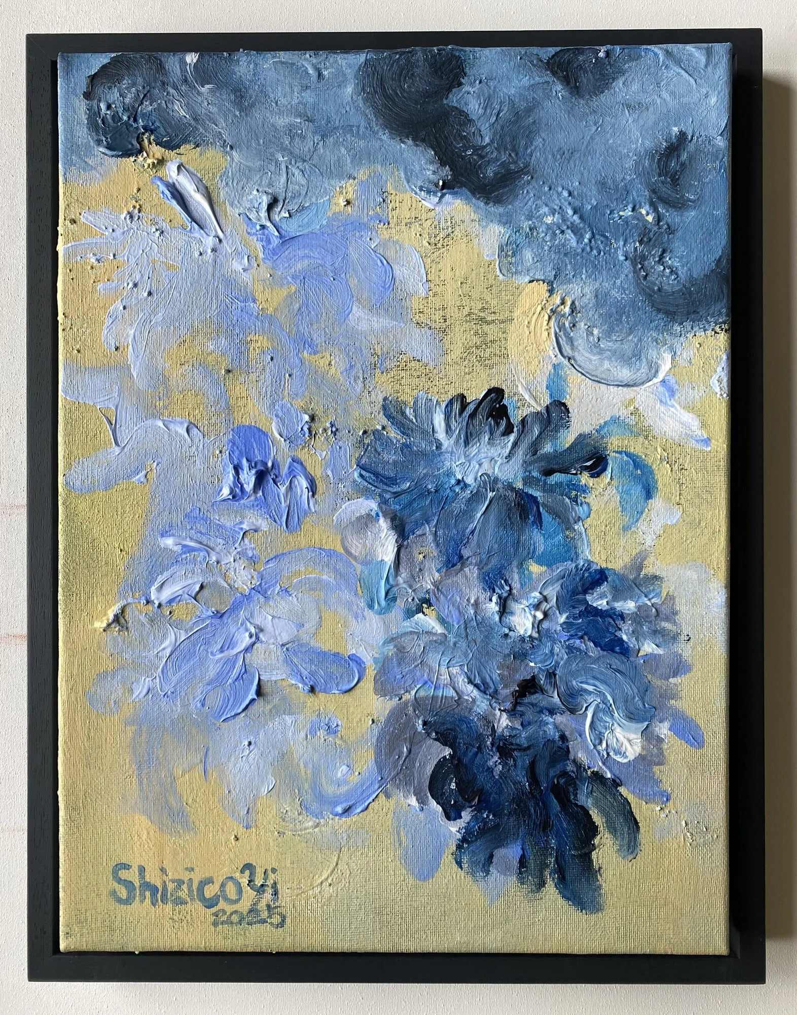 Original-Cloud Dahlias in Blue-Impasto, oil on canvas