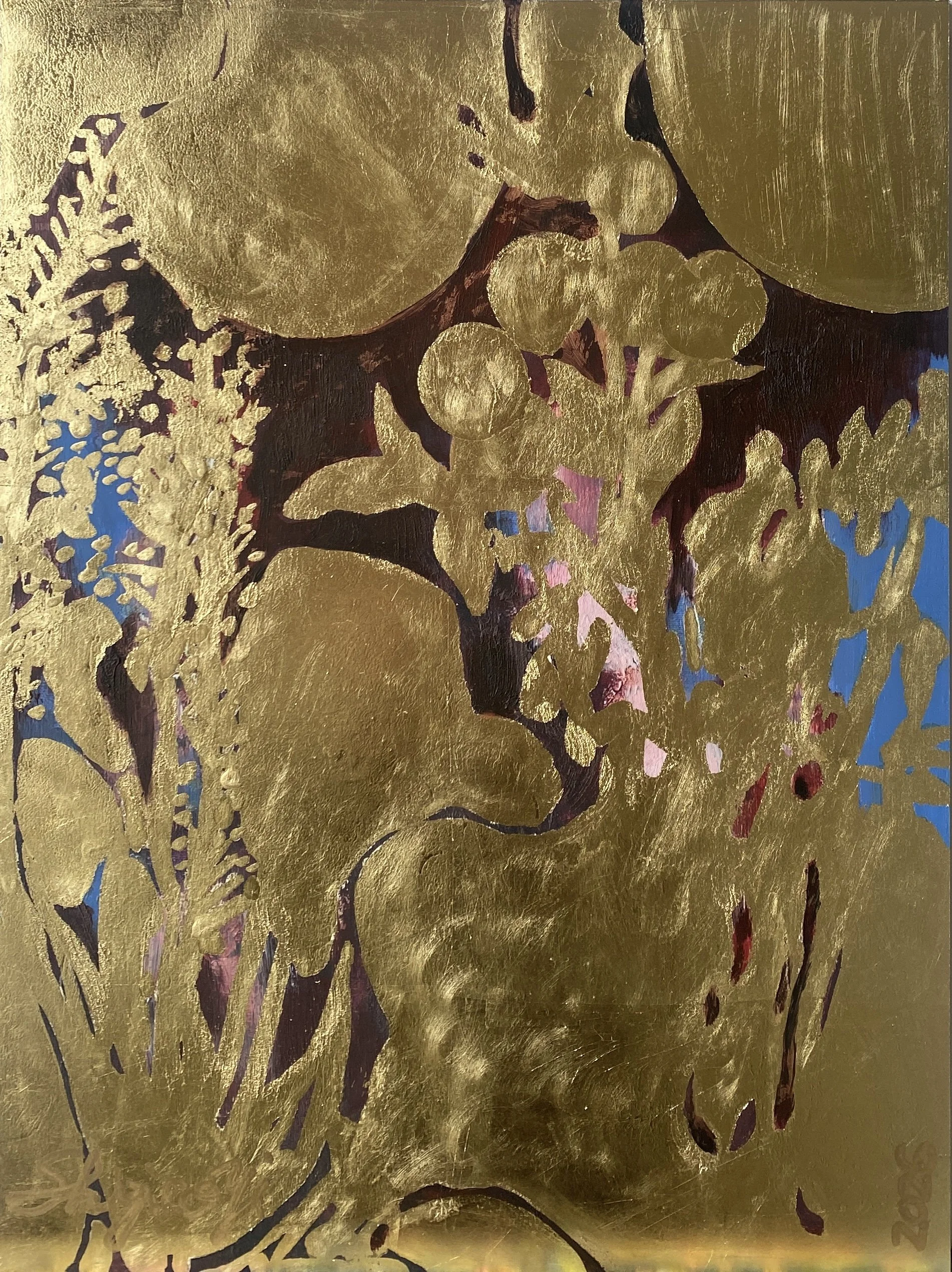 Strawberry Moon Field-Hand Painted/gilded Artist's Proof-Limited No 2 of Two-Shizico Yi