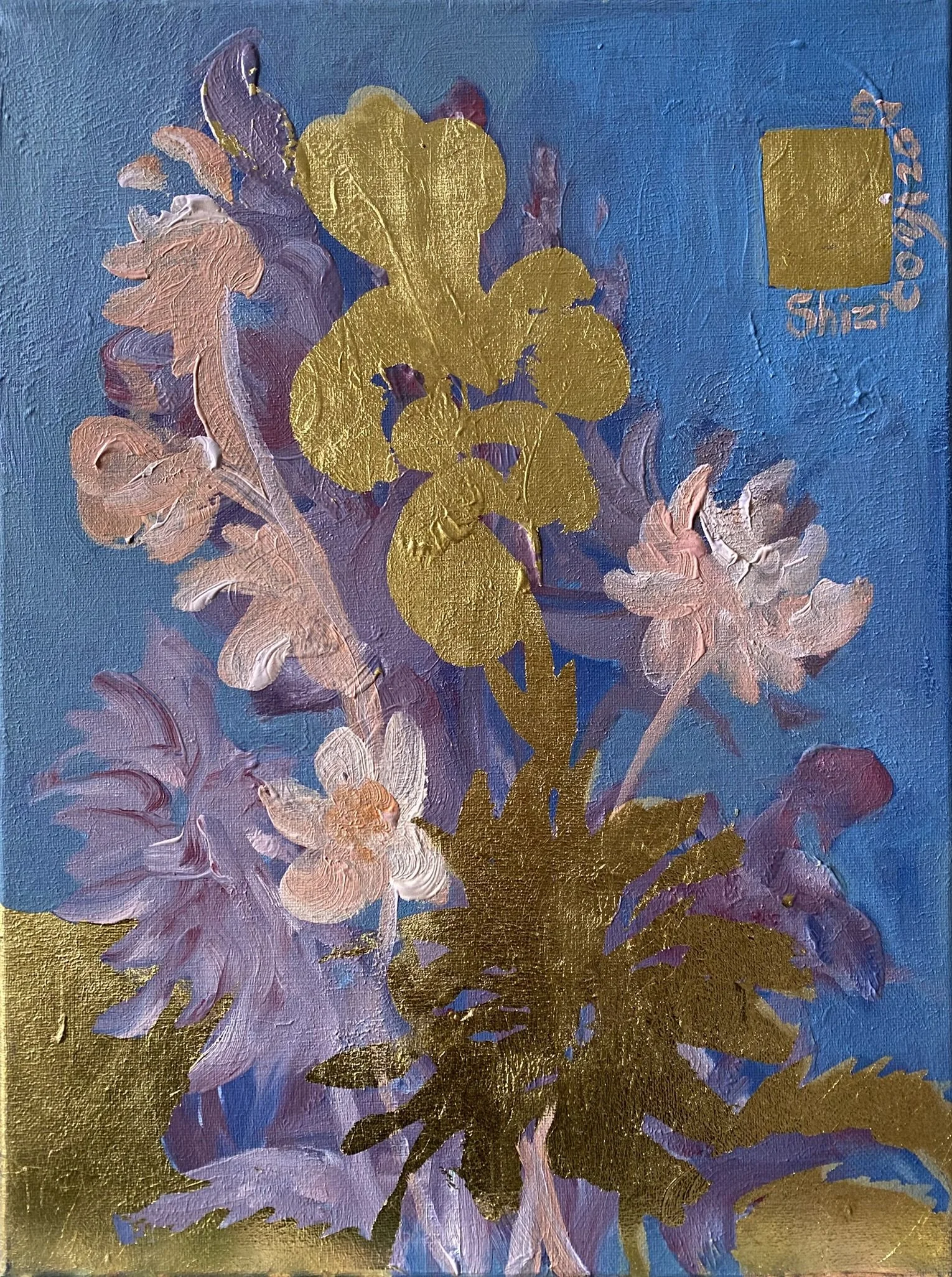 Jardin d'Hiver-Gladiolus with Dahlias-Gold Leaf