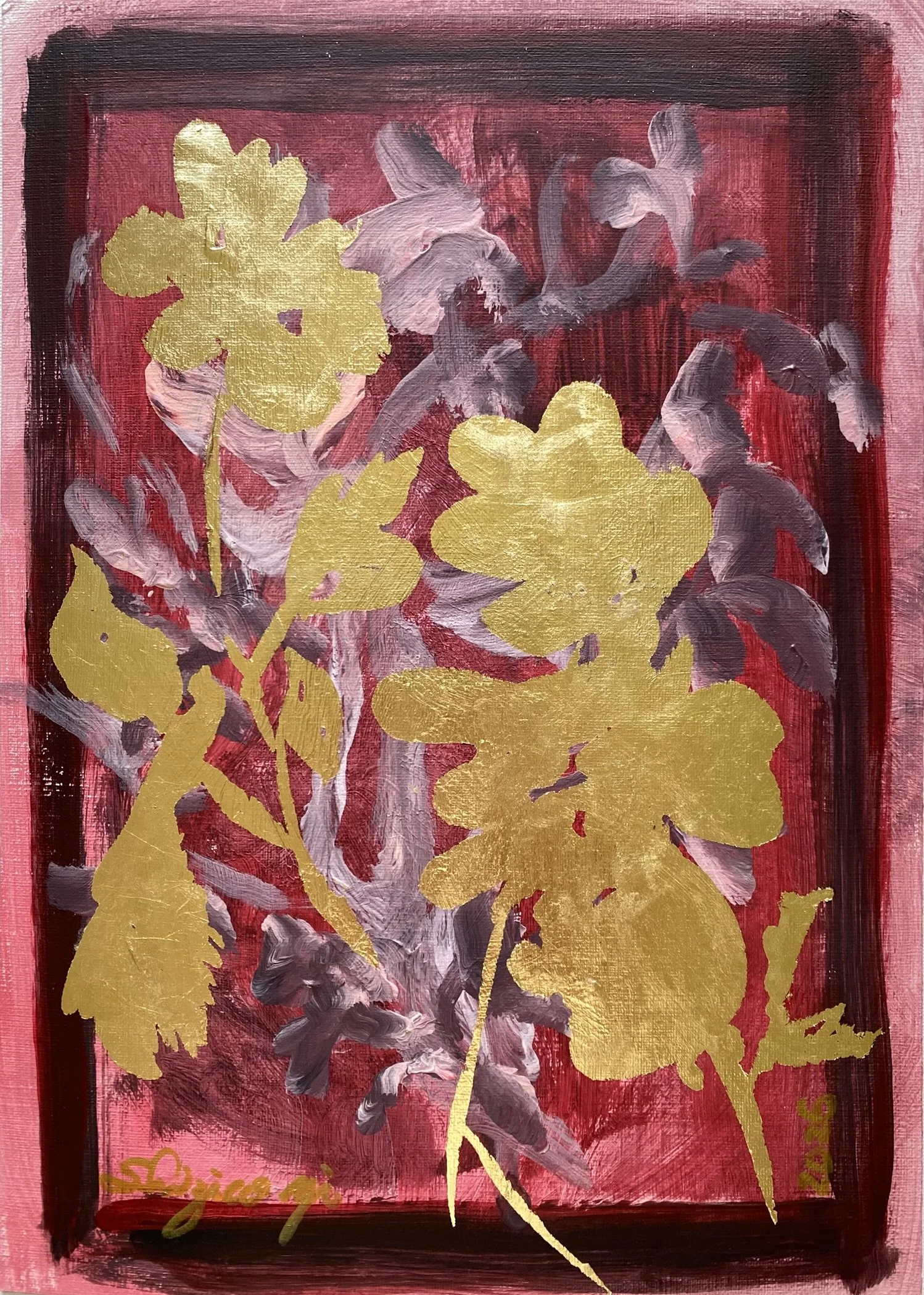 Shizico yi red rose 2026 goldleaf on paper (2).JPEG