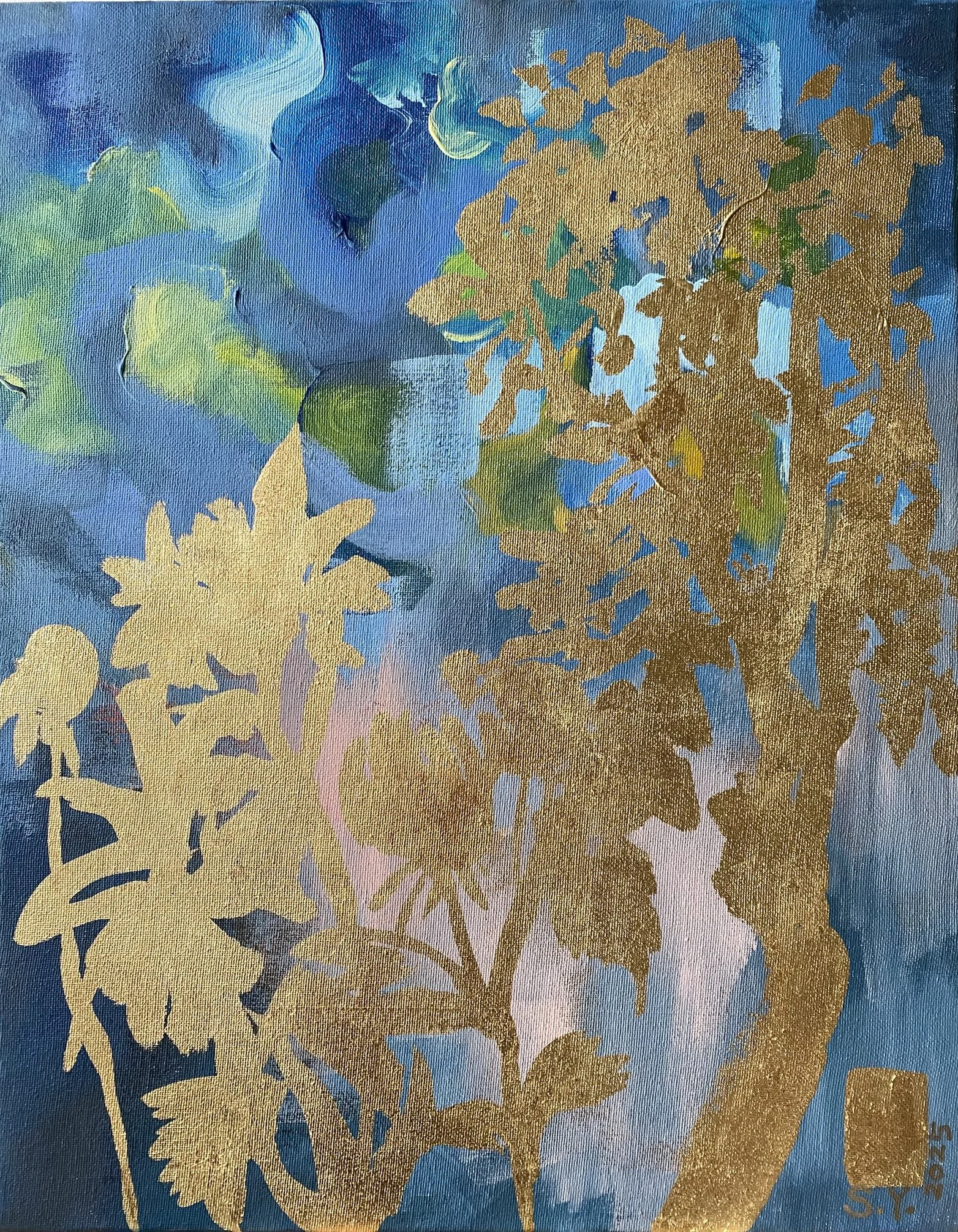 Landscape Memory 2025-Gold Leaf, oil on canvas
