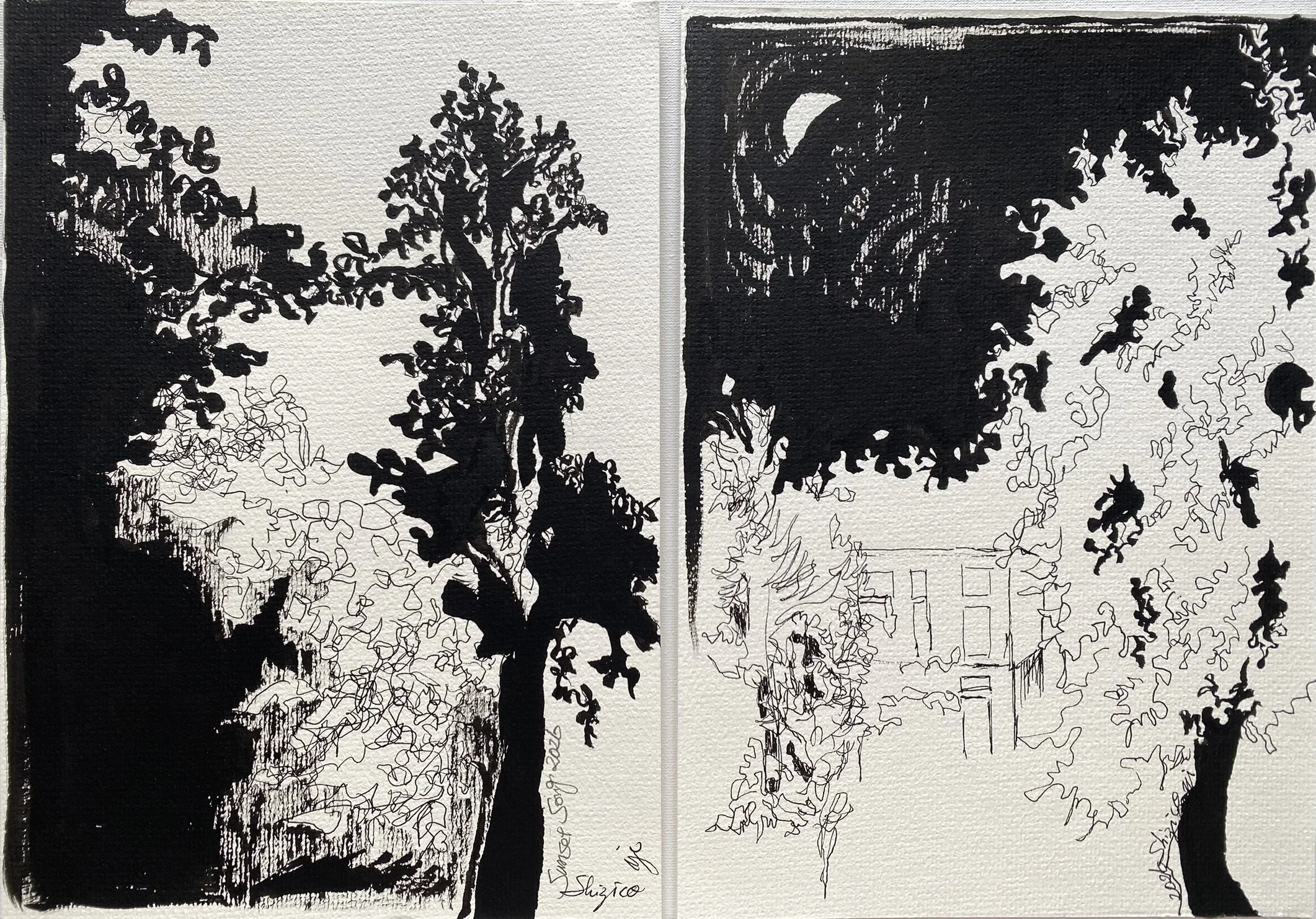 sunsetsong set of two ink on paper 2026 Shizico Yi (8).JPEG