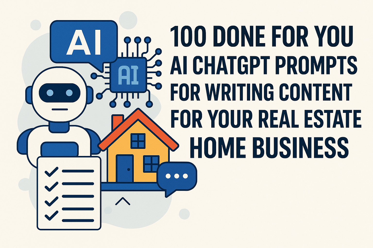 100 Done For You AI ChatGPT Prompts for Writing Content for Your Real Estate Home Business