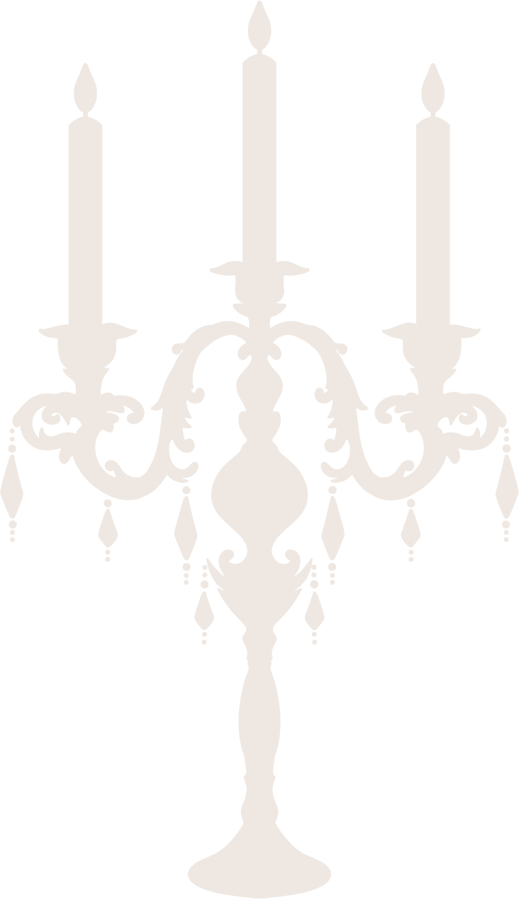 Silhouette of an ornate candelabra.